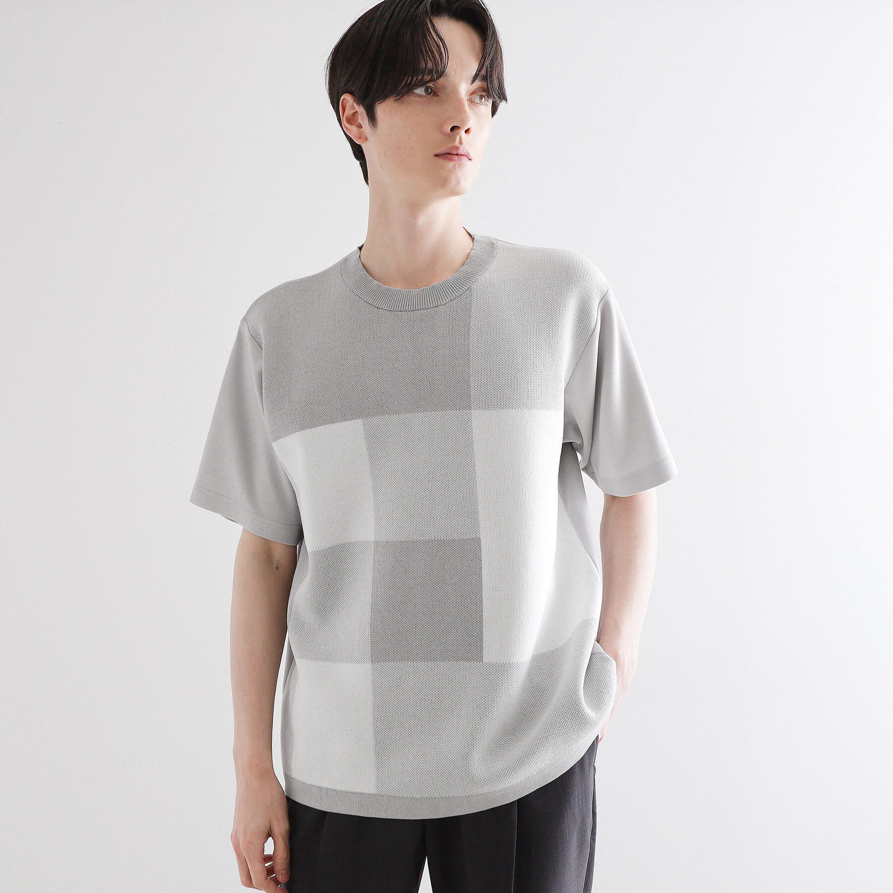 tk.TAKEO KIKUCHI「ニットドッキングブロックチェック」|Tシャツ・カットソー|