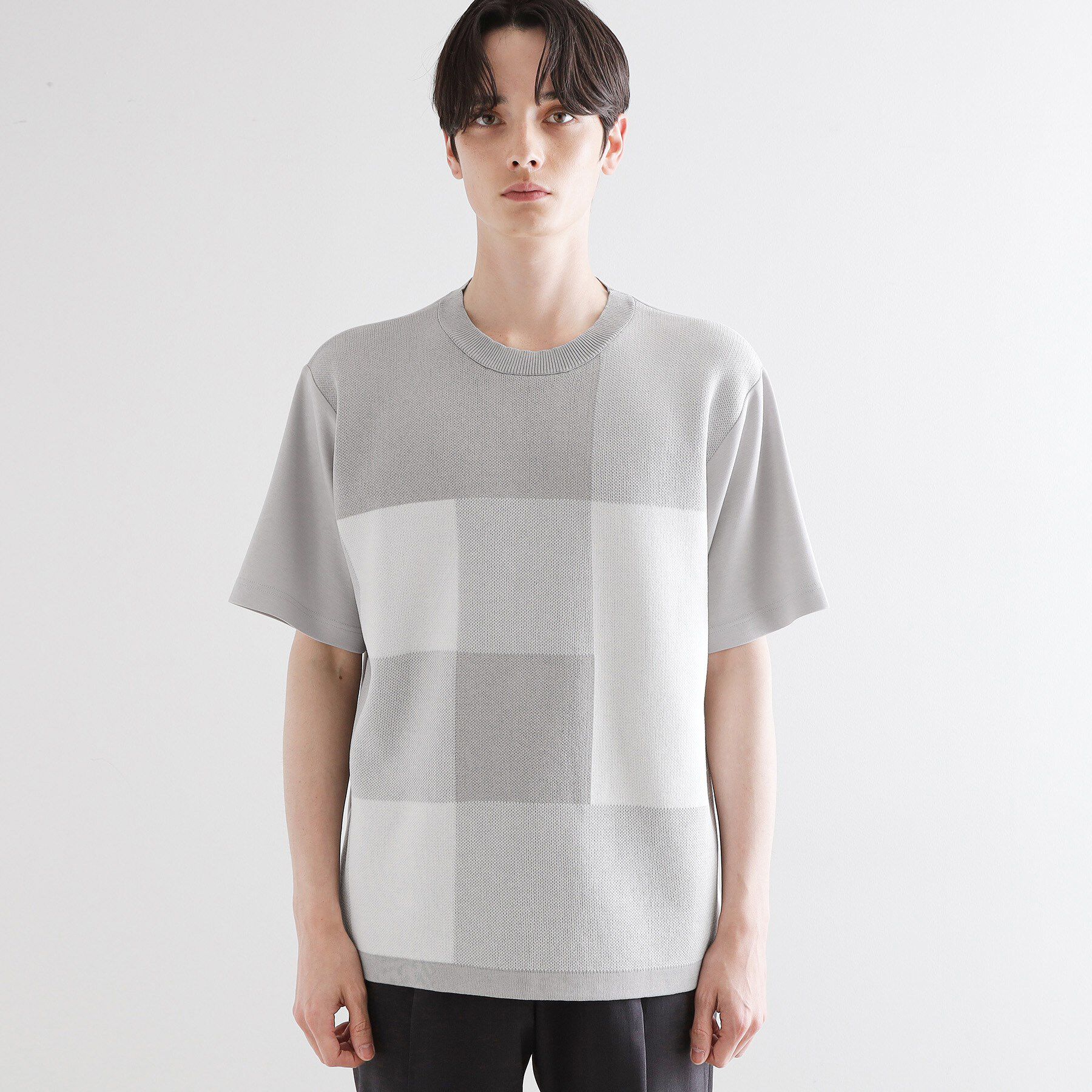 tk.TAKEO KIKUCHI「ニットドッキングブロックチェック」|Tシャツ・カットソー|