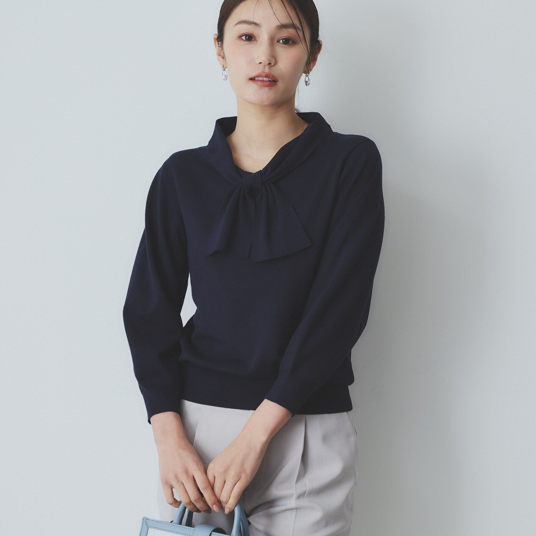 index「ロールカラーボウタイニット【洗濯機洗い可】」|ニット・セーター|