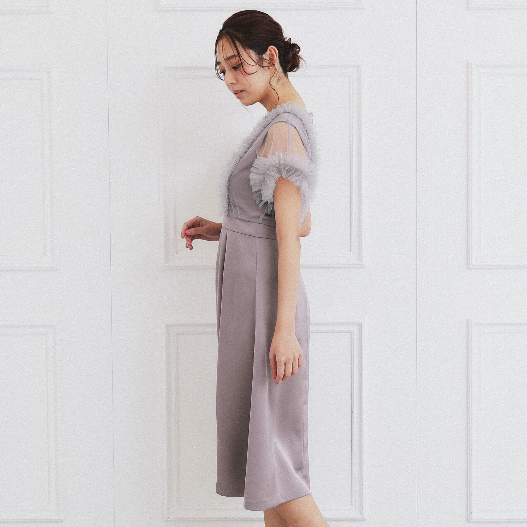 index「チュールフリルレイヤードサテンワンピース【洗濯機洗い可】」|ワンピース|