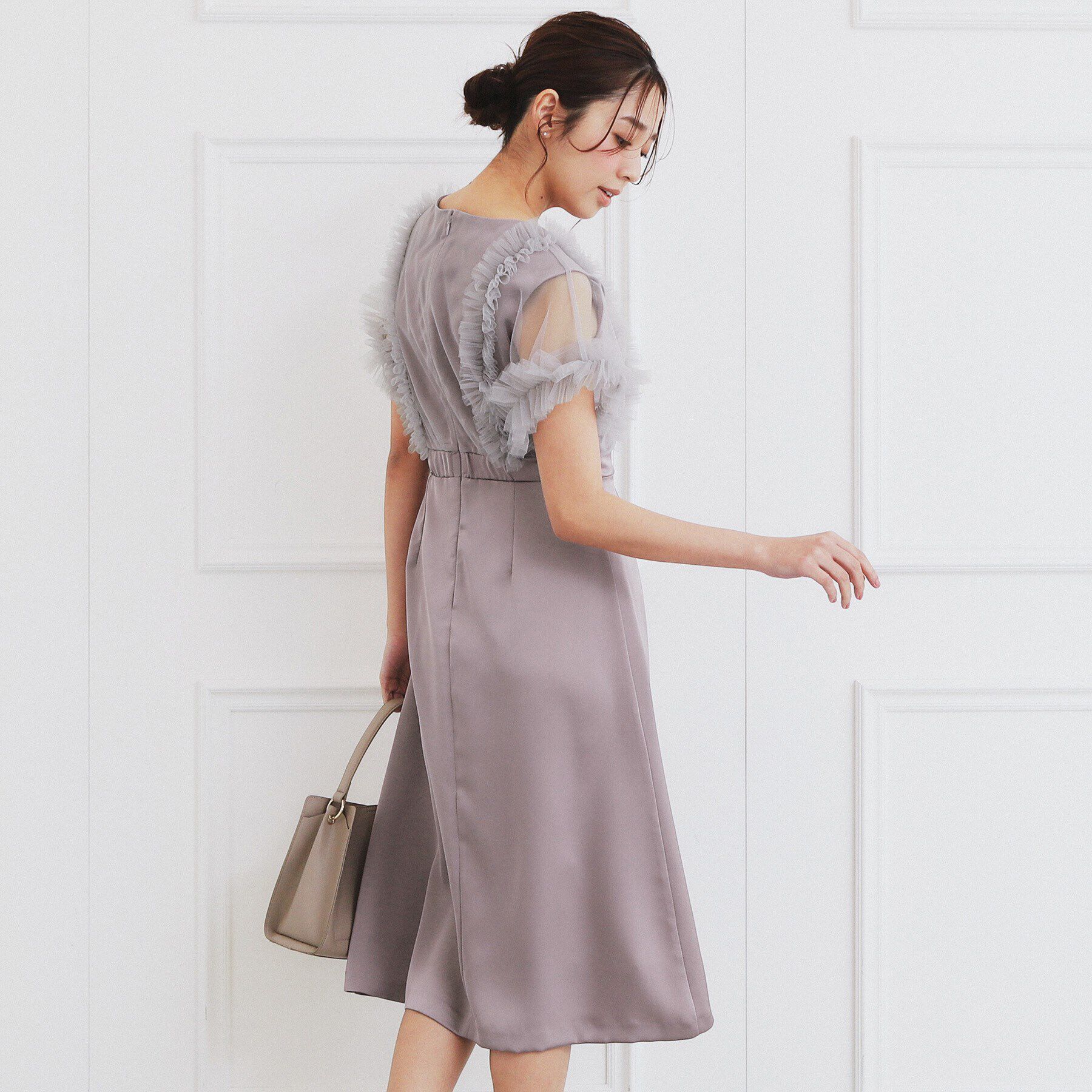 index「チュールフリルレイヤードサテンワンピース【洗濯機洗い可】」|ワンピース|