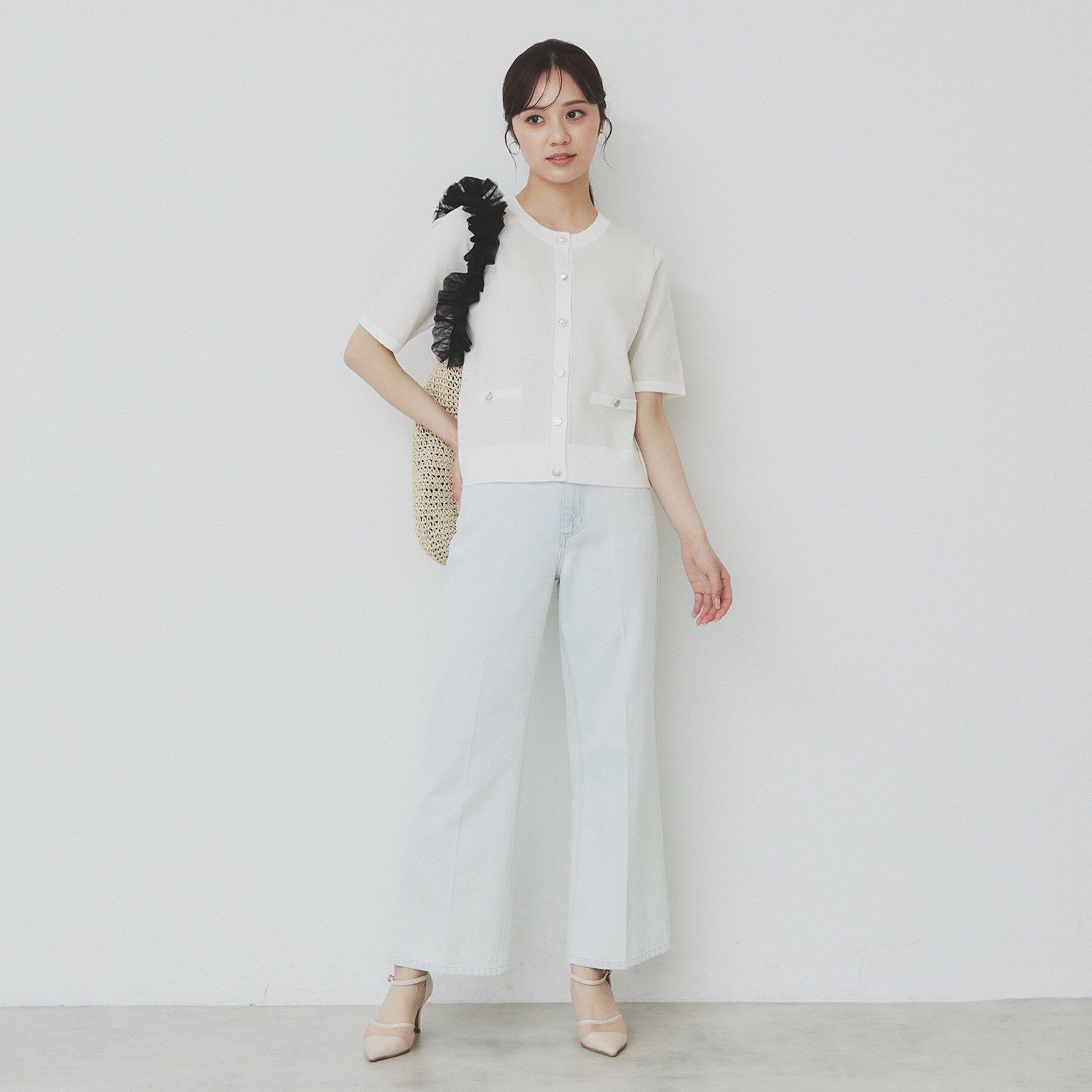 index「ラメバイカラー半袖カーディガン【洗濯機洗い可】」|カーディガン|