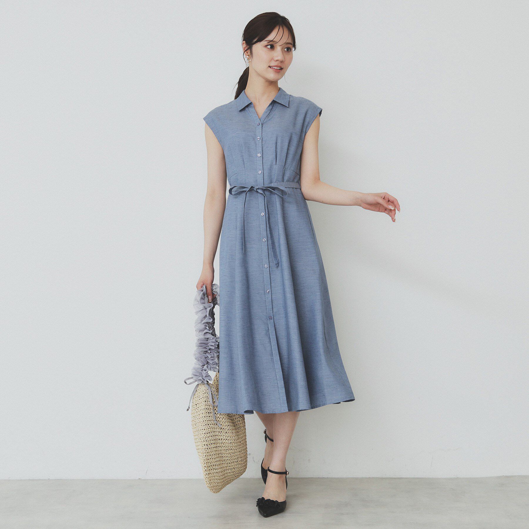 index「リネンライクシャツワンピース【洗濯機洗い可】」|ワンピース|