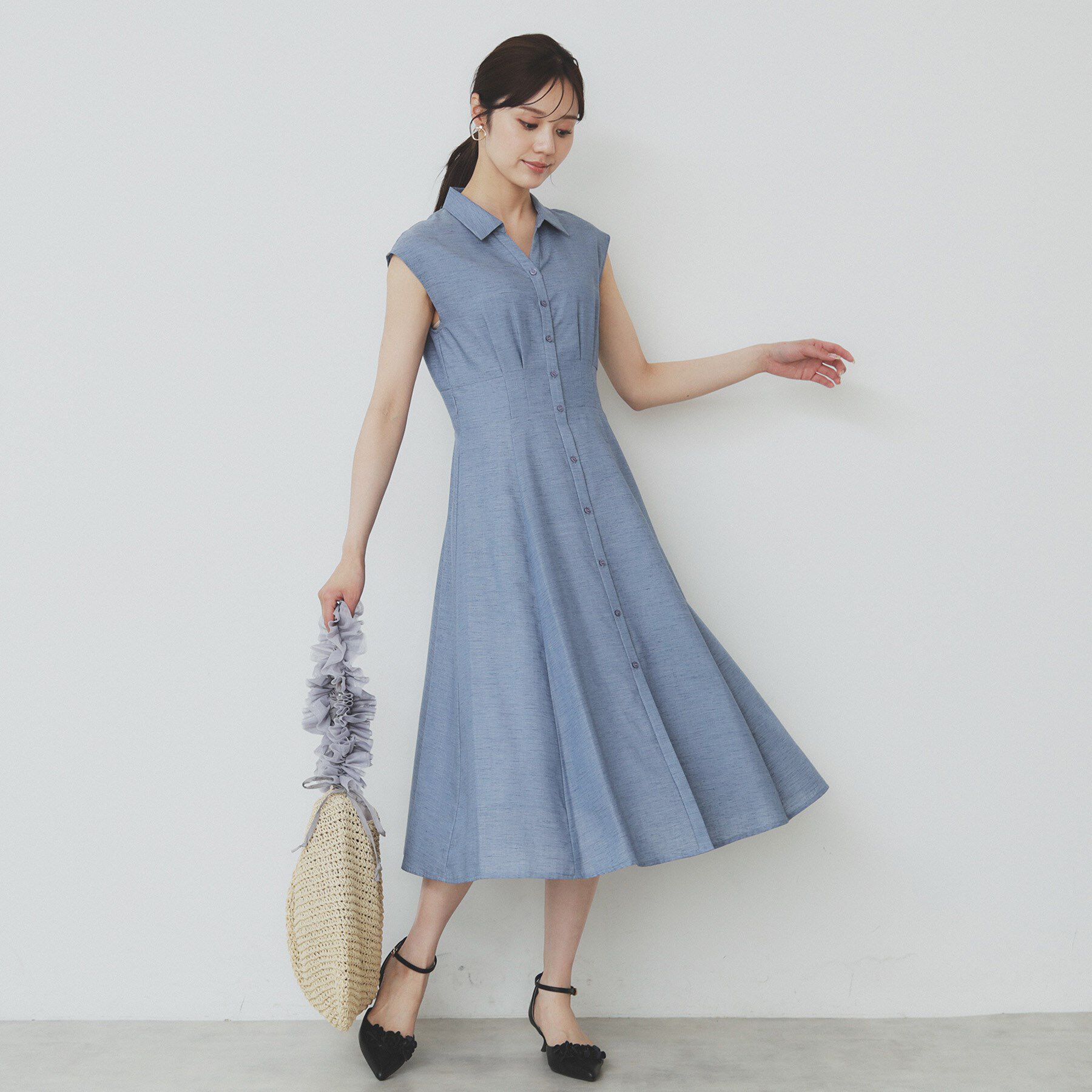 index「リネンライクシャツワンピース【洗濯機洗い可】」|ワンピース|