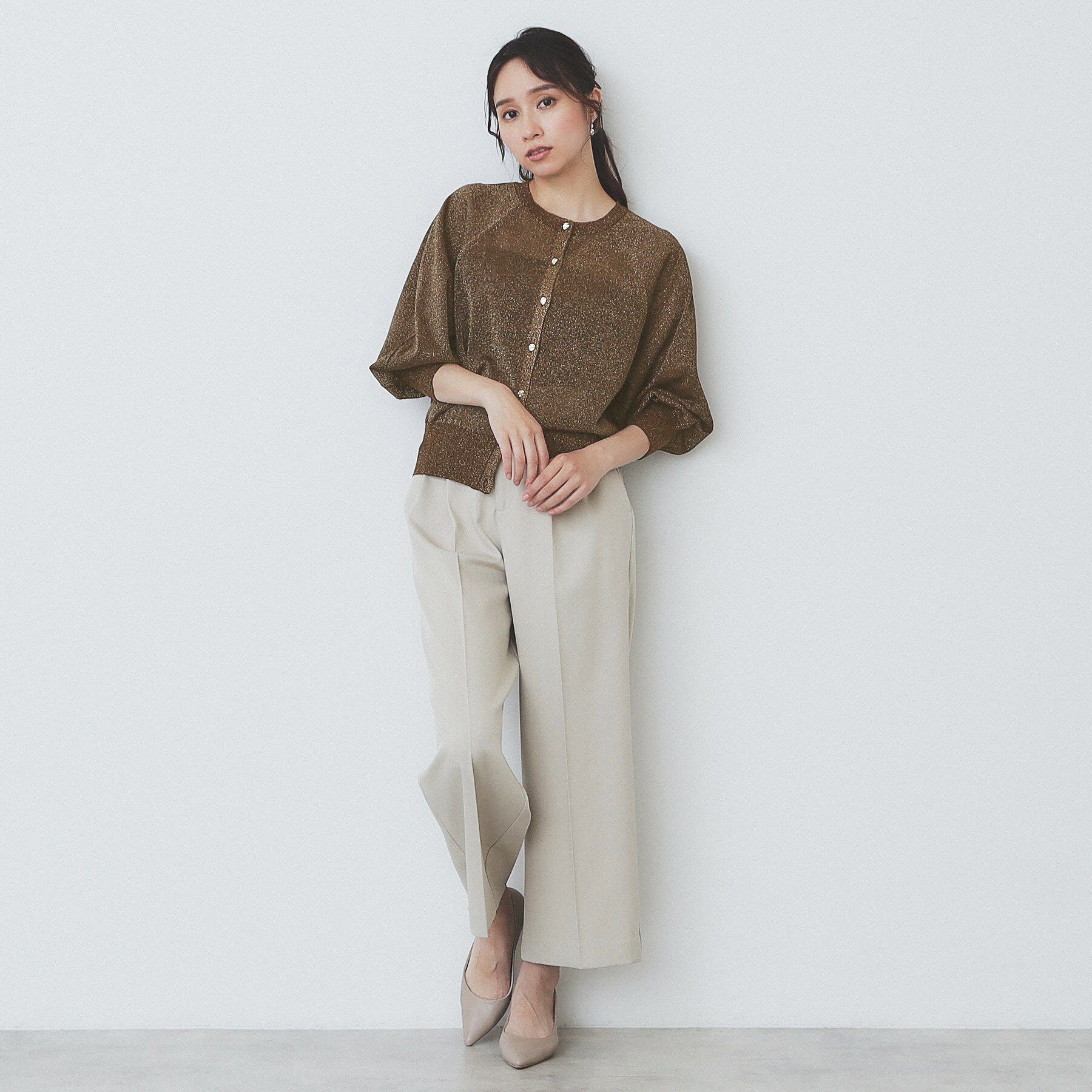 index「シアーラメドルマンショートカーディガン【洗濯機洗い可】」|カーディガン|