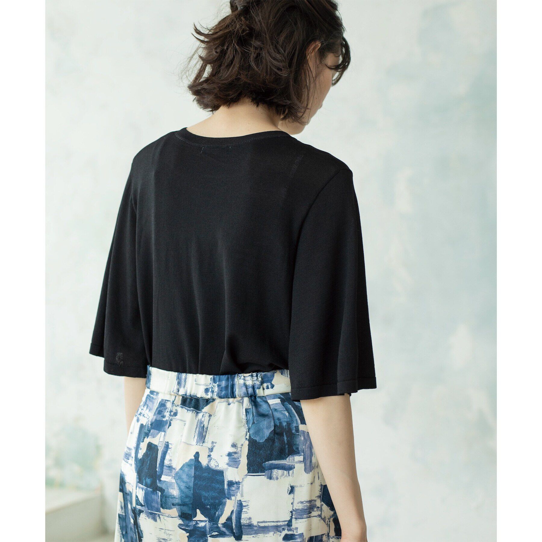 OPAQUE.CLIP「《6color》クールタッチフレアスリーブニット【洗濯機洗い可/UVケア/接触冷感/抗ピル】」|ニット・セーター|