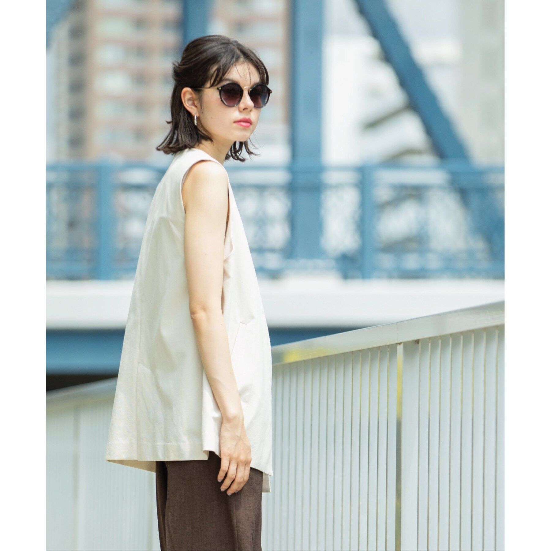 OPAQUE.CLIP「ノーカラーVネックジレ【洗濯機洗い可】」|ベスト・ジレ|