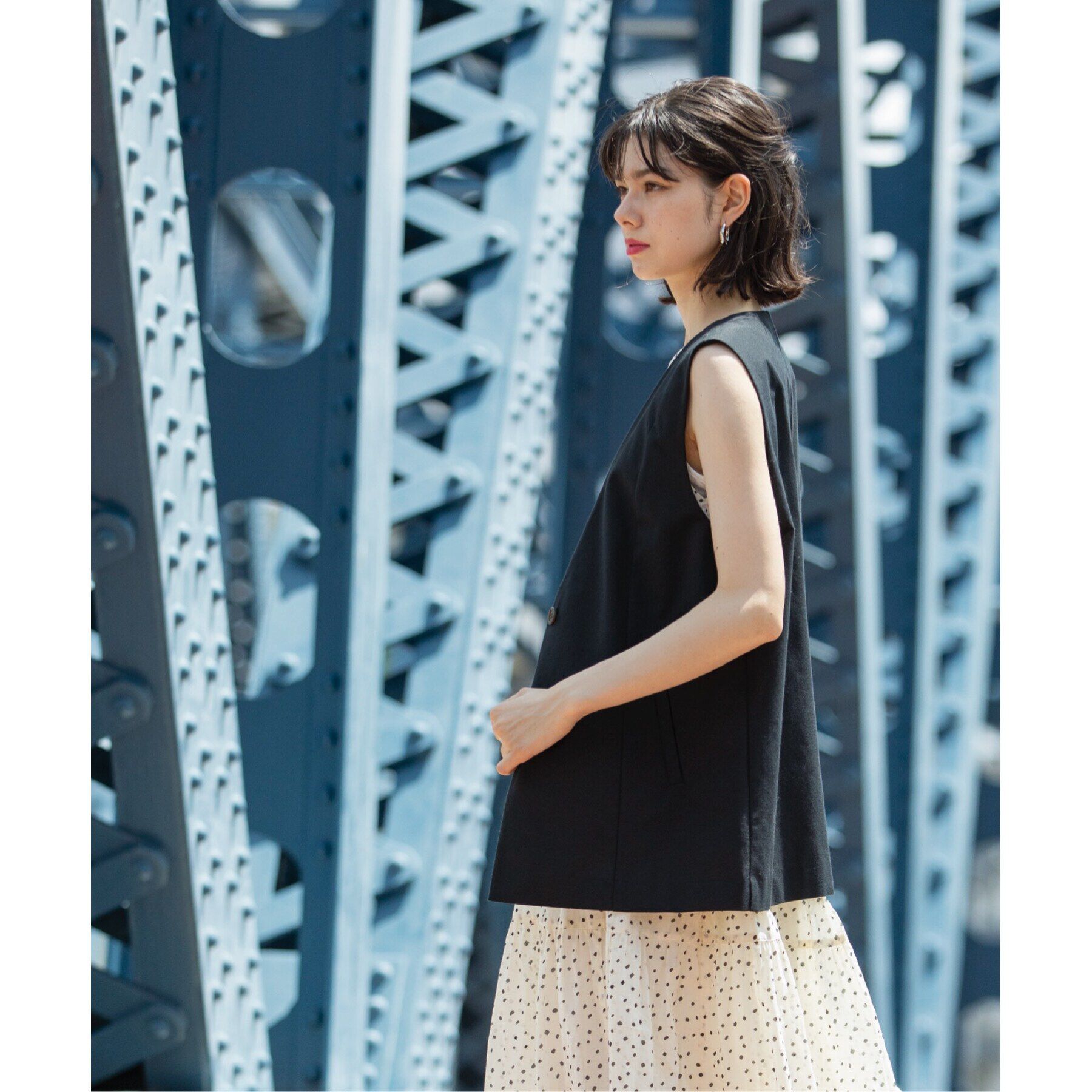 OPAQUE.CLIP「ノーカラーVネックジレ【洗濯機洗い可】」|ベスト・ジレ|