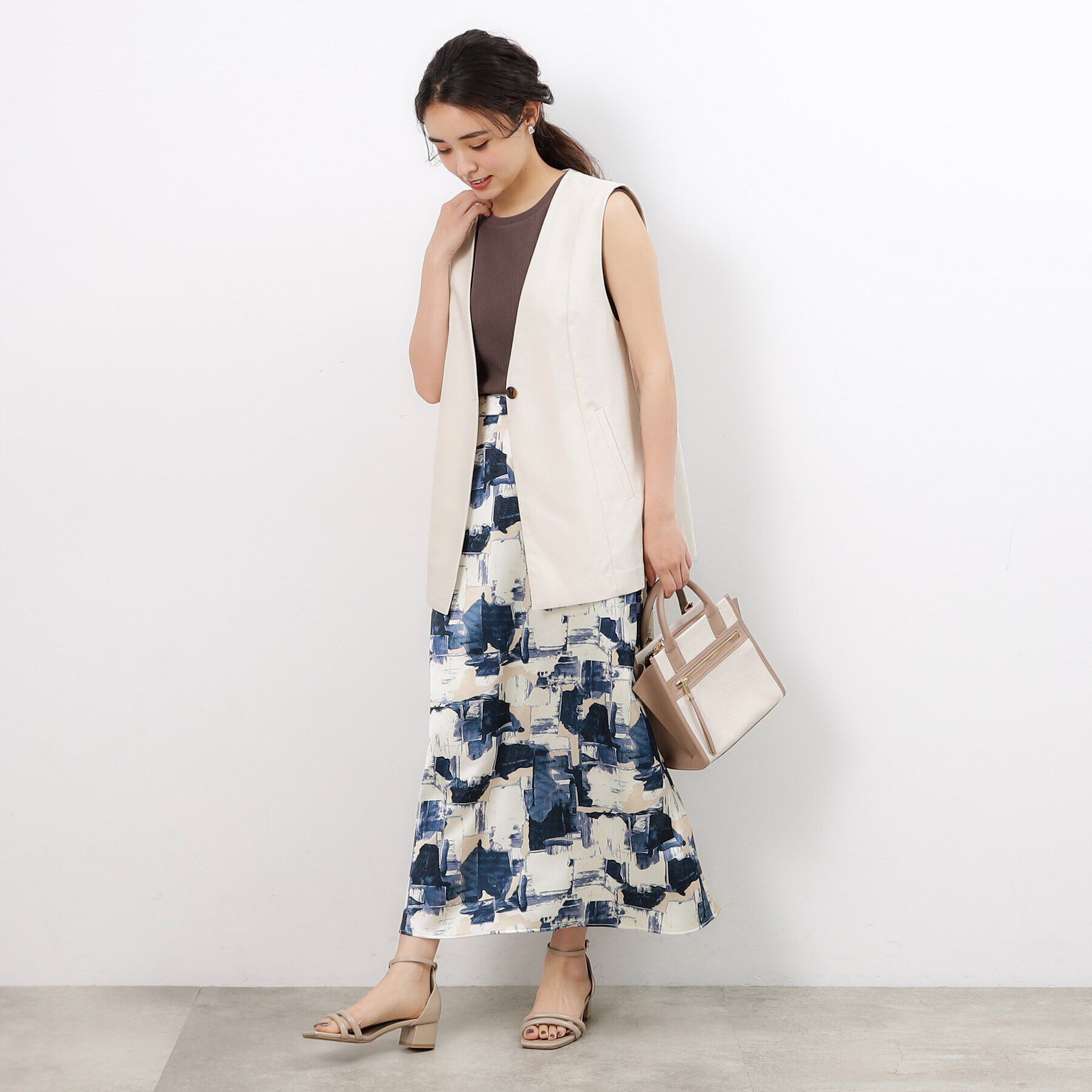 OPAQUE.CLIP「ノーカラーVネックジレ【洗濯機洗い可】」|ベスト・ジレ|