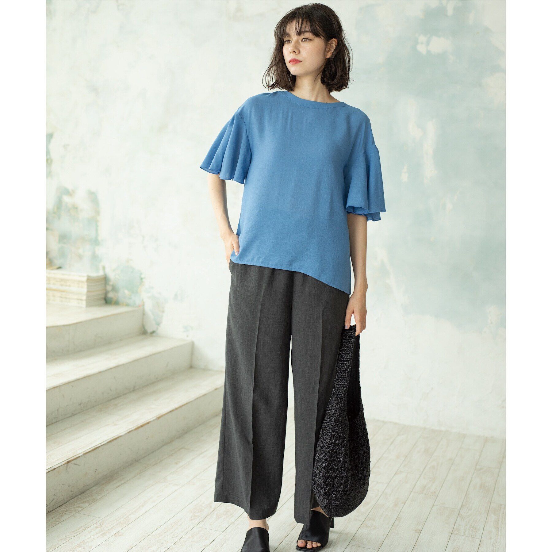 OPAQUE.CLIP「フレアスリーブブラウス【洗濯機洗い可】」|シャツ・ブラウス|