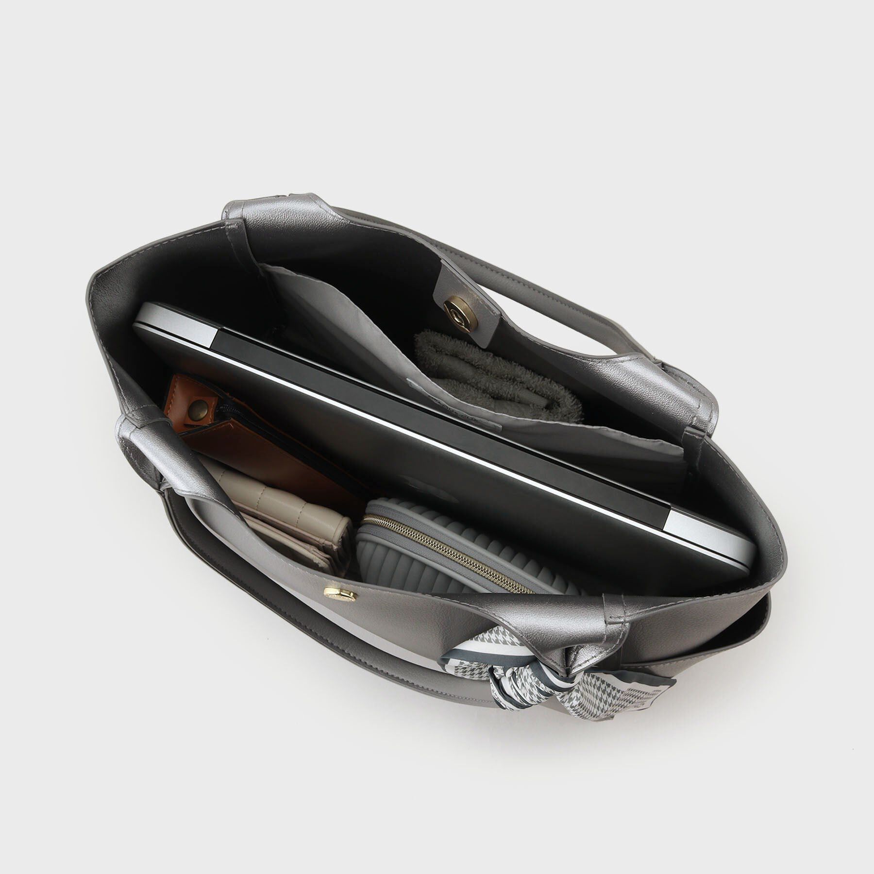 OPAQUE.CLIP「【A4サイズ対応】千鳥柄スカーフ付きトートバッグ」|トートバッグ|