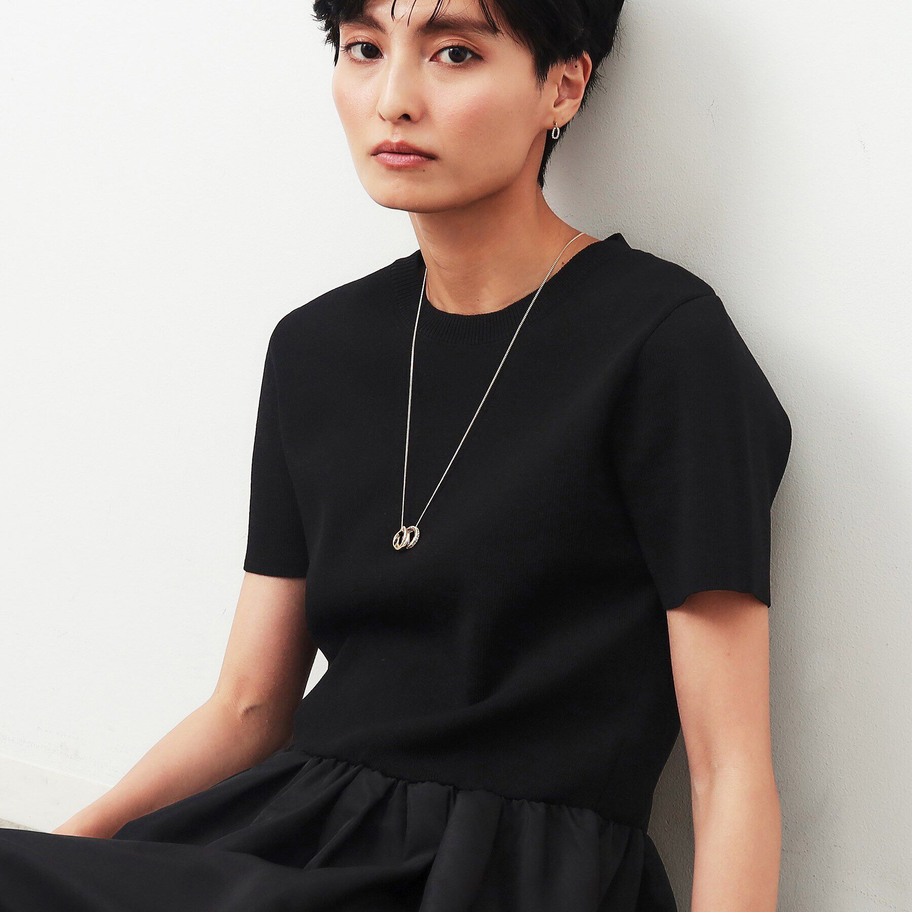 OPAQUE.CLIP「ビジューリング&times;2メタルリングロングネックレス」|ネックレス|