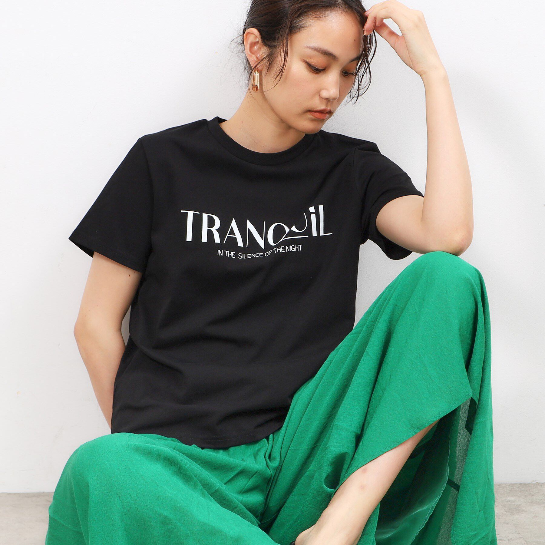 OPAQUE.CLIP「ロゴプリントTシャツ【洗濯機洗い可】」|Tシャツ・カットソー|ブラック(019)