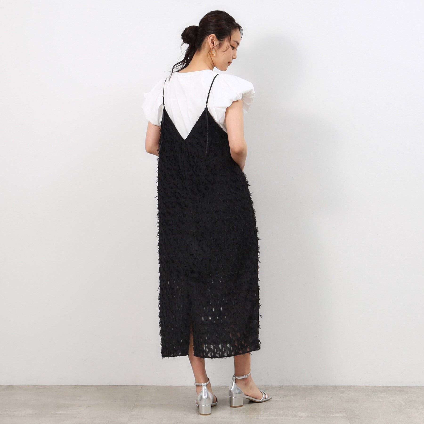 OPAQUE.CLIP「前後2WAYフリンジキャミワンピース【洗濯機洗い可】」|ワンピース|