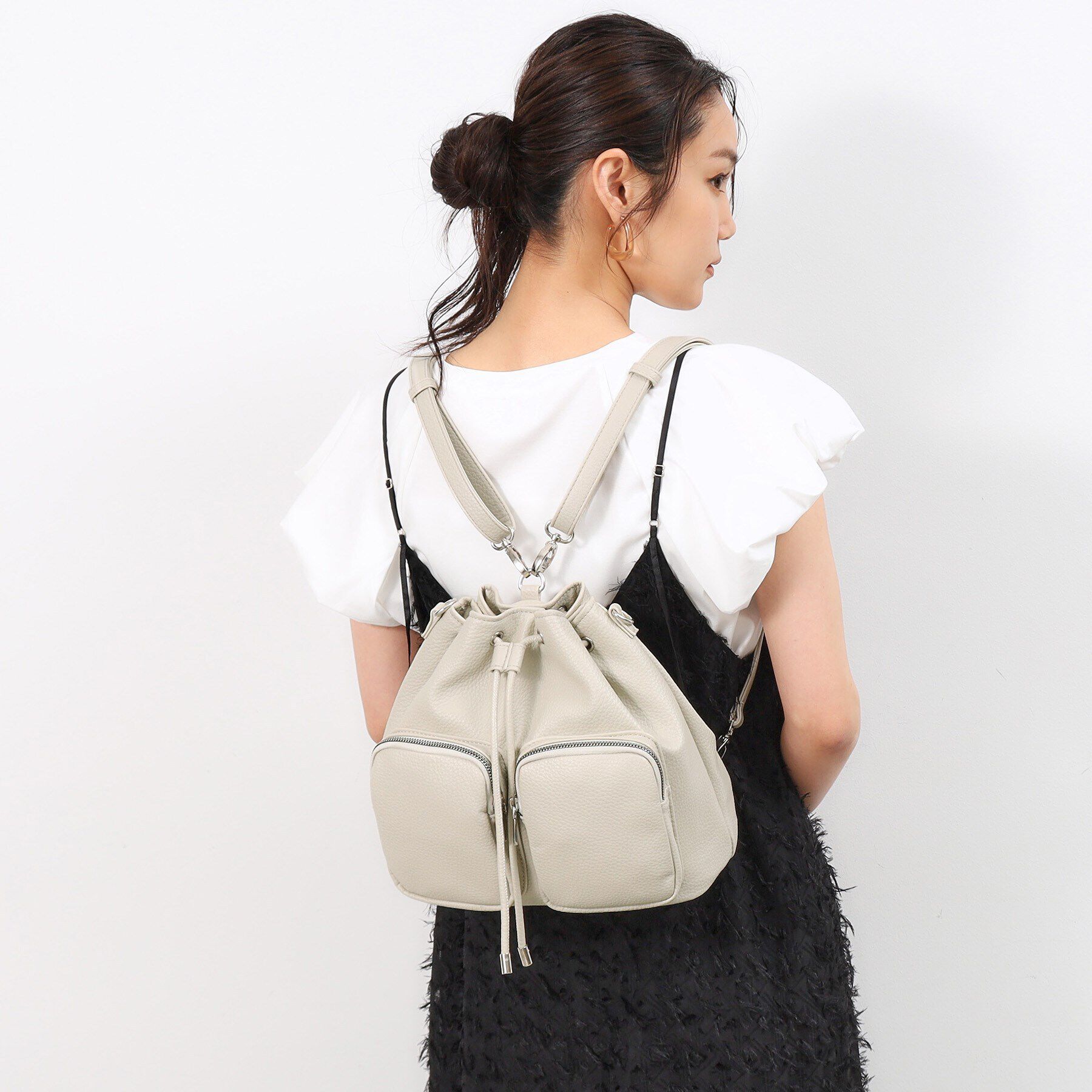 OPAQUE.CLIP「【マルチWAY】フロントダブルポケット巾着ショルダーバッグ」|ショルダー・メッセンジャー|