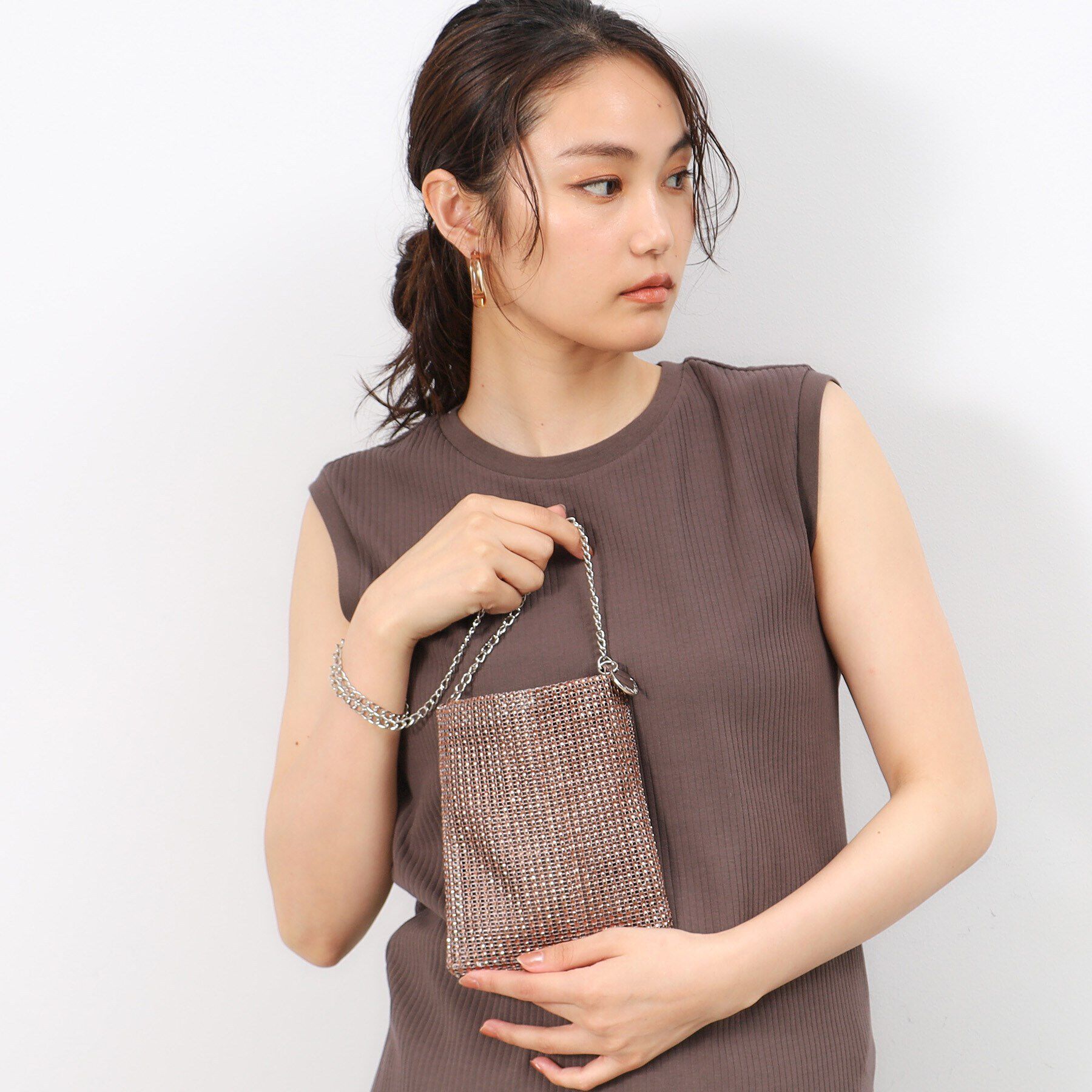 OPAQUE.CLIP「ラインストーン調シャイニーミニショルダーバッグ」|ショルダー・メッセンジャー|