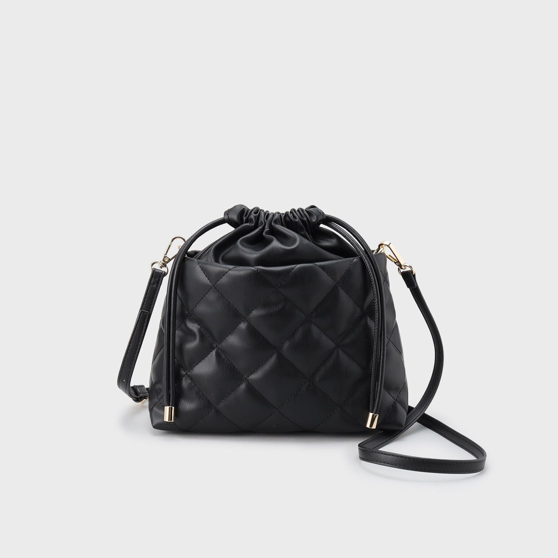 OPAQUE.CLIP「【長さ調整可能】キルティング巾着ショルダーバッグ」|ショルダー・メッセンジャー|ブラック(019)
