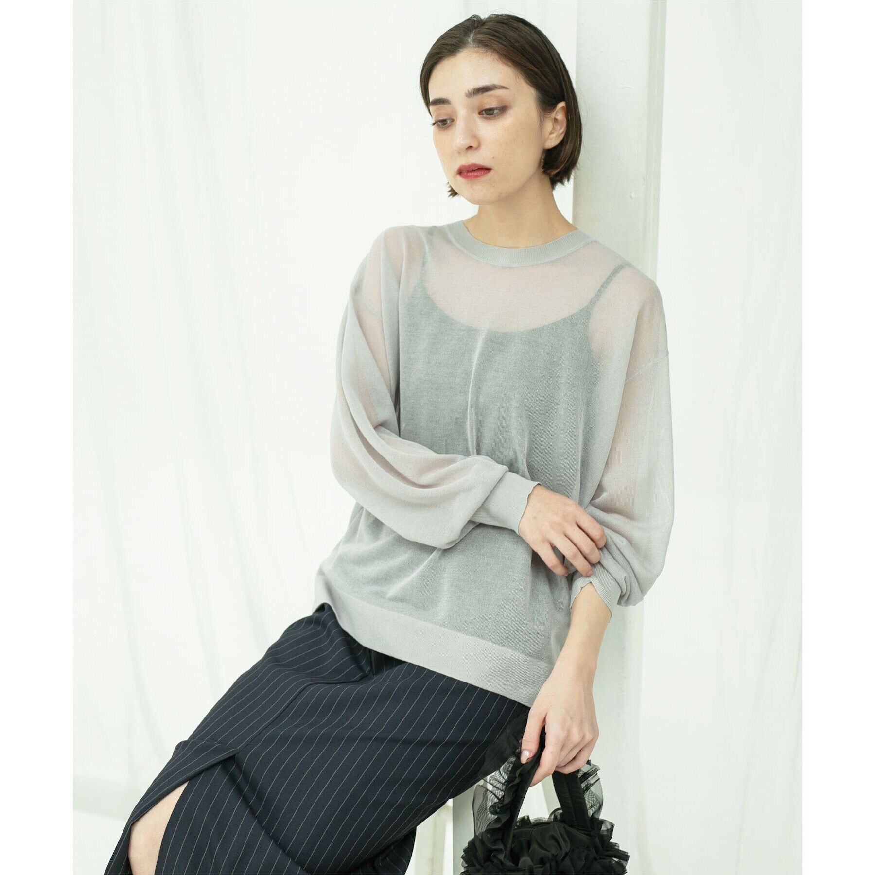 OPAQUE.CLIP「前後2WAY シアーニットプルオーバー【洗濯機洗い可/抗ピル】」|ニット・セーター|