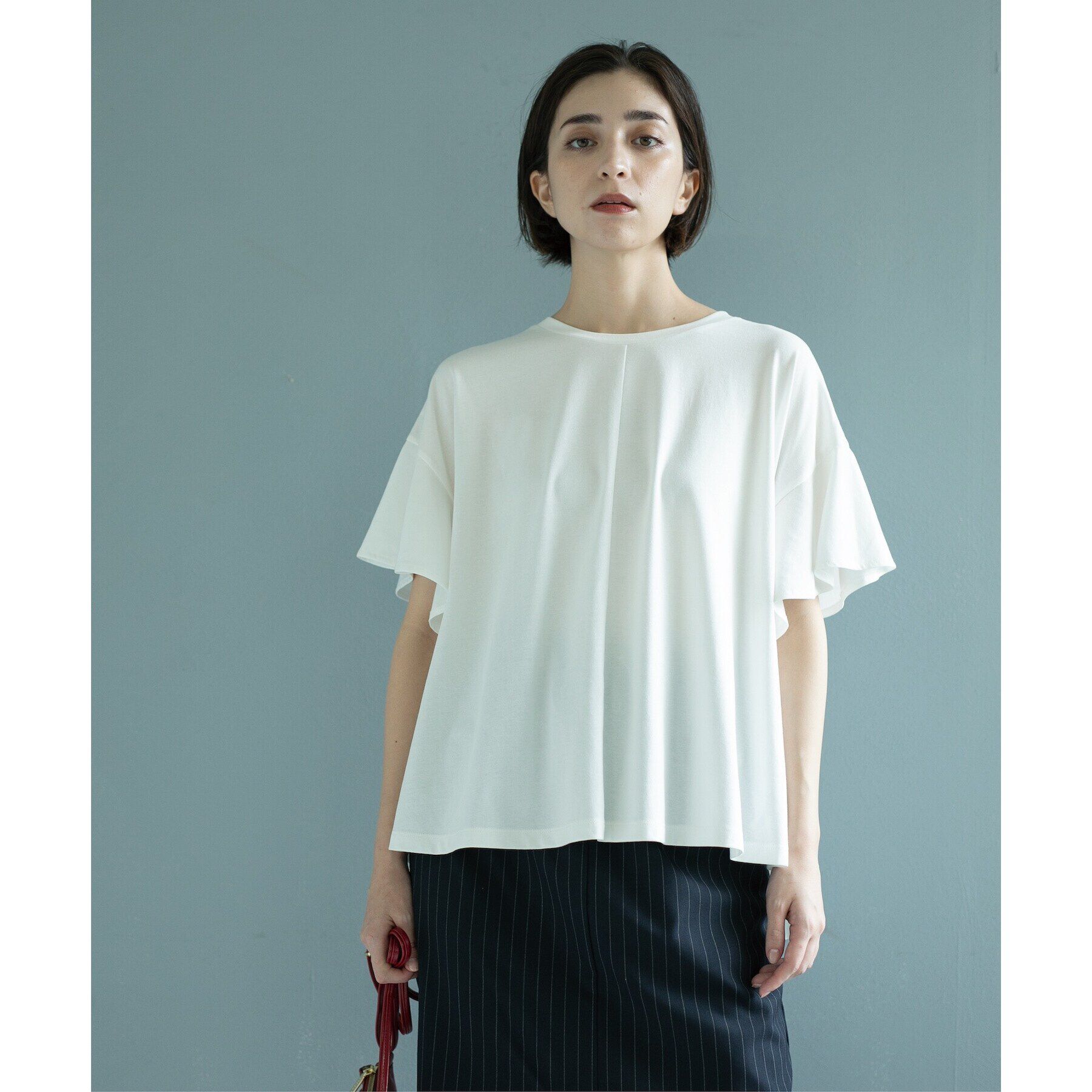 OPAQUE.CLIP「フリルスリーブカットソー【洗濯機洗い可】」|Tシャツ・カットソー|