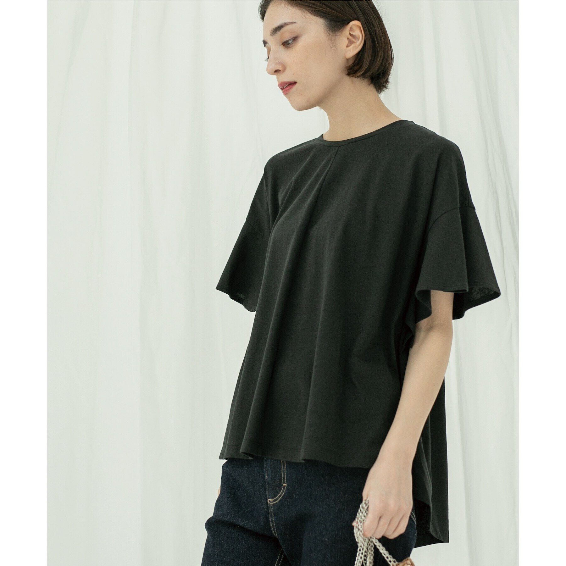 OPAQUE.CLIP「フリルスリーブカットソー【洗濯機洗い可】」|Tシャツ・カットソー|