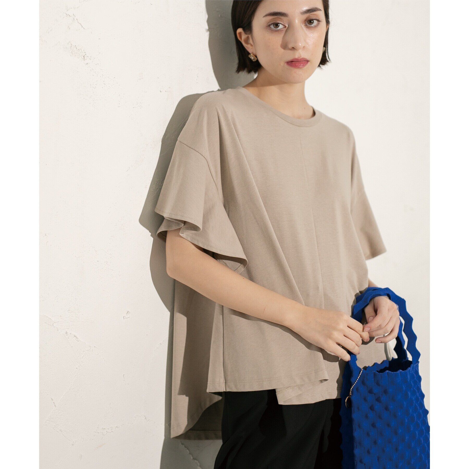 OPAQUE.CLIP「フリルスリーブカットソー【洗濯機洗い可】」|Tシャツ・カットソー|