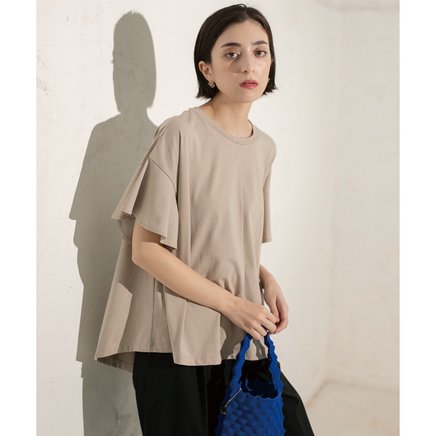 OPAQUE.CLIP「フリルスリーブカットソー【洗濯機洗い可】」|Tシャツ・カットソー|