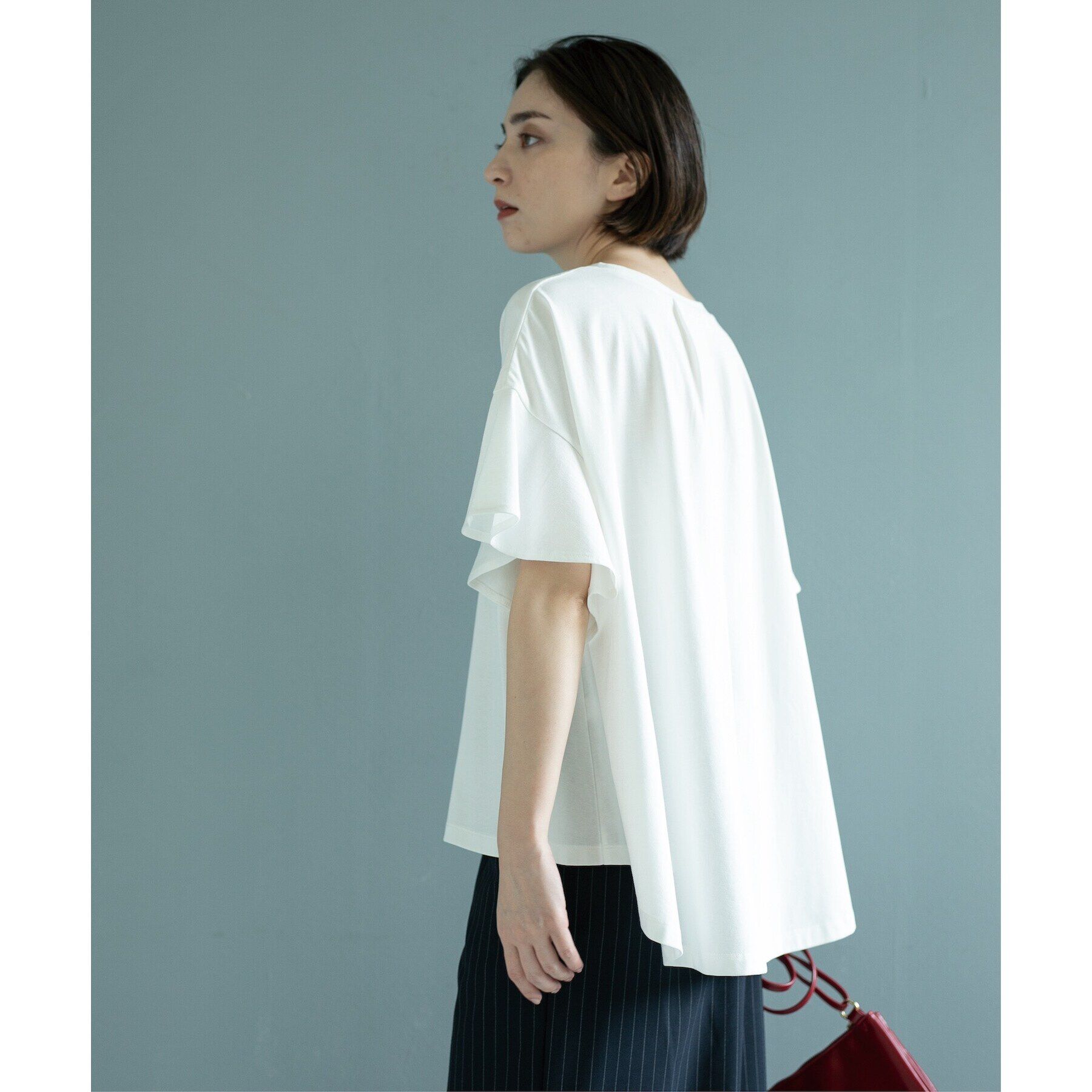 OPAQUE.CLIP「フリルスリーブカットソー【洗濯機洗い可】」|Tシャツ・カットソー|