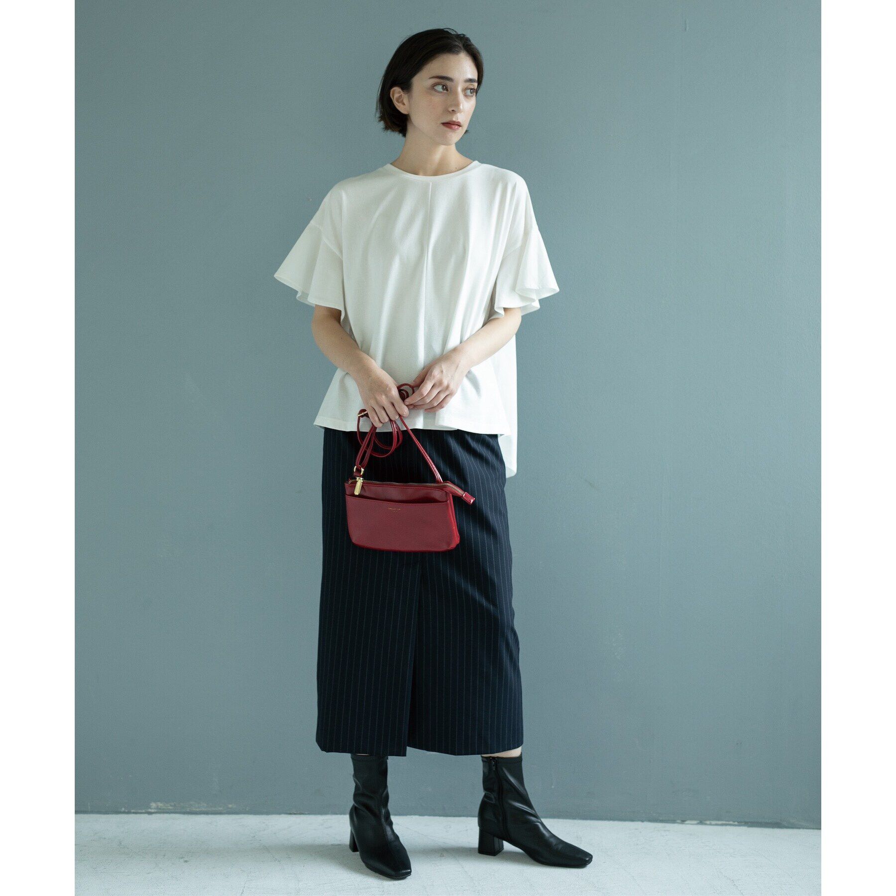 OPAQUE.CLIP「フリルスリーブカットソー【洗濯機洗い可】」|Tシャツ・カットソー|