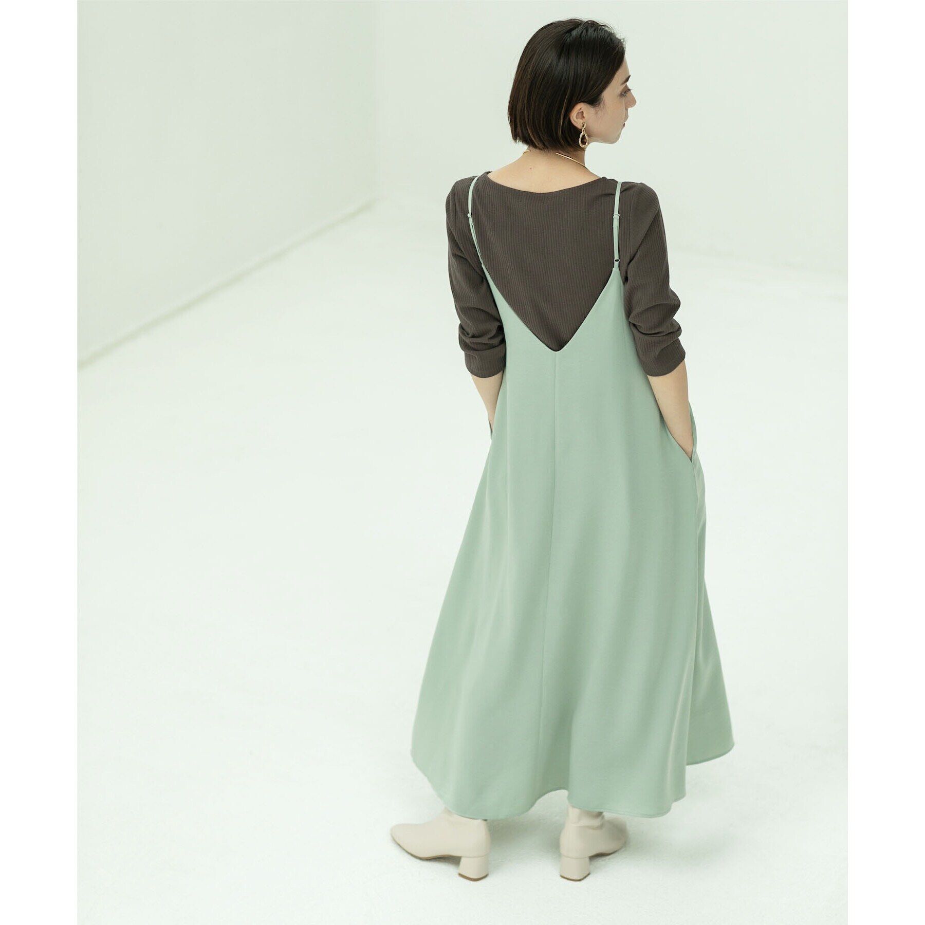 OPAQUE.CLIP「2WAY ヴィンテージサテンキャミワンピース【洗濯機洗い可】」|ワンピース|