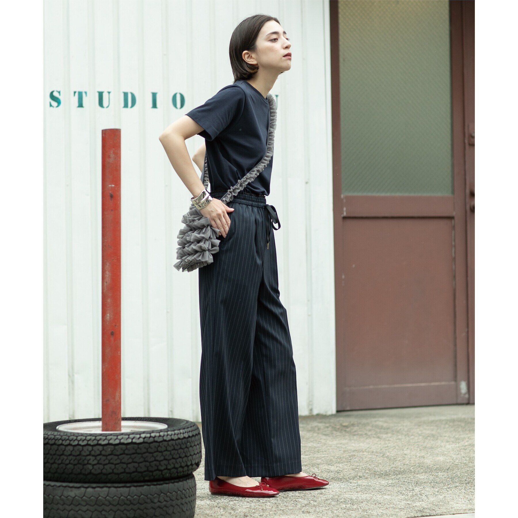 OPAQUE.CLIP「ピンストライプイージーワイドパンツ【洗濯機洗い可】」|その他|