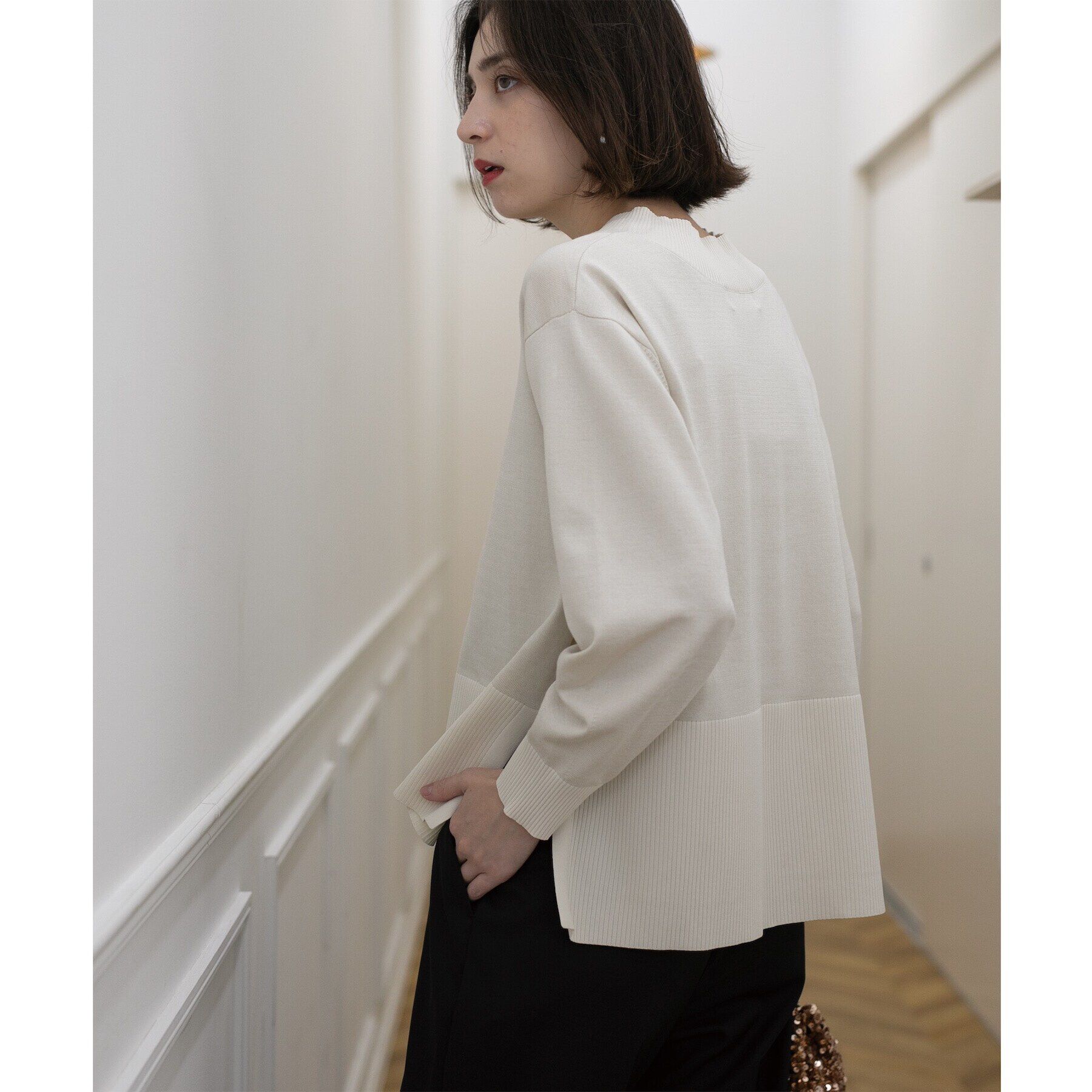 OPAQUE.CLIP「《5color》リブ使いVネックニット【洗濯機洗い可】」|ニット・セーター|