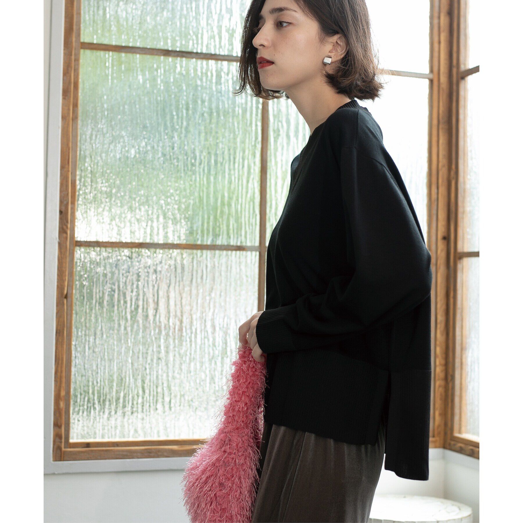 OPAQUE.CLIP「《5color》リブ使いVネックニット【洗濯機洗い可】」|ニット・セーター|