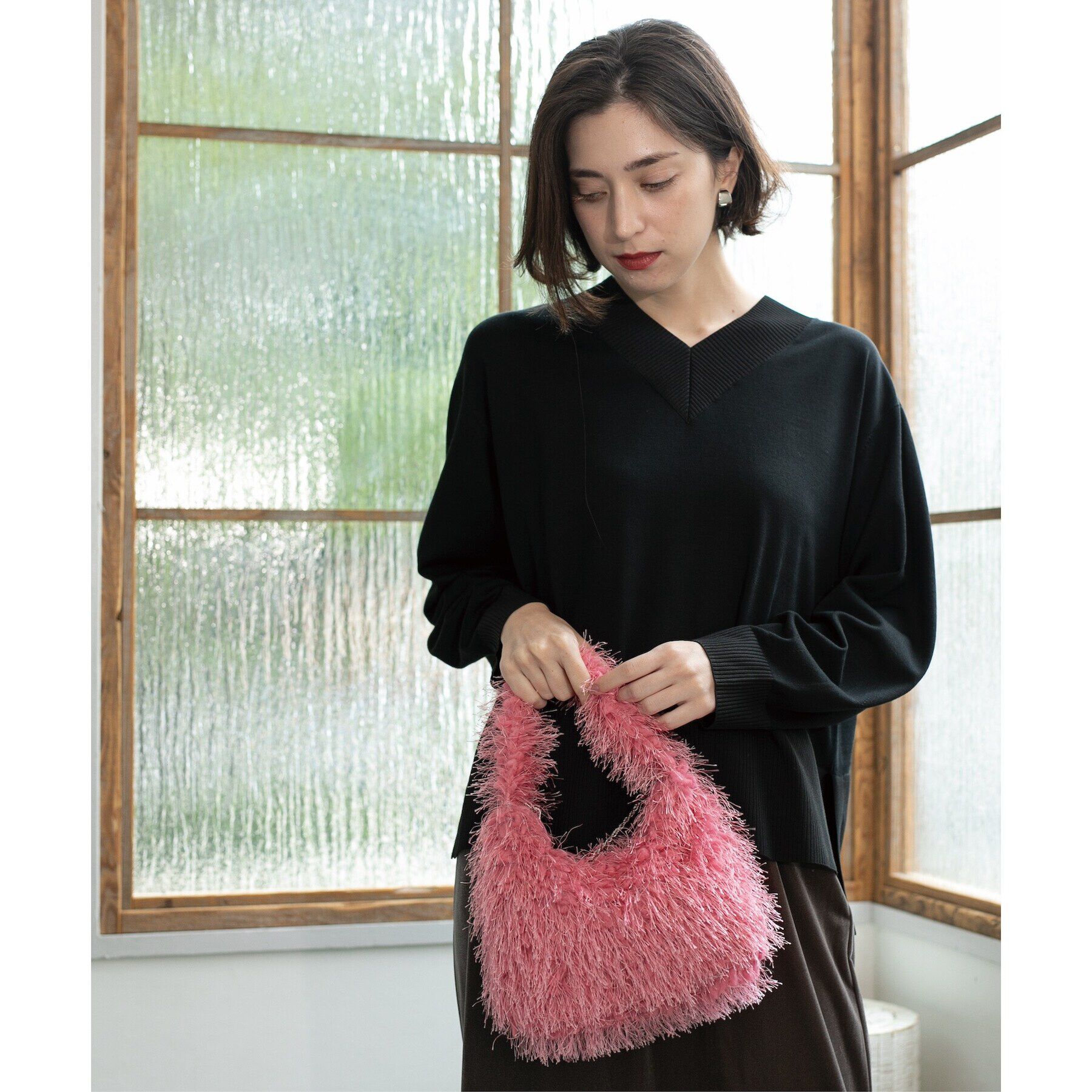 OPAQUE.CLIP「《5color》リブ使いVネックニット【洗濯機洗い可】」|ニット・セーター|