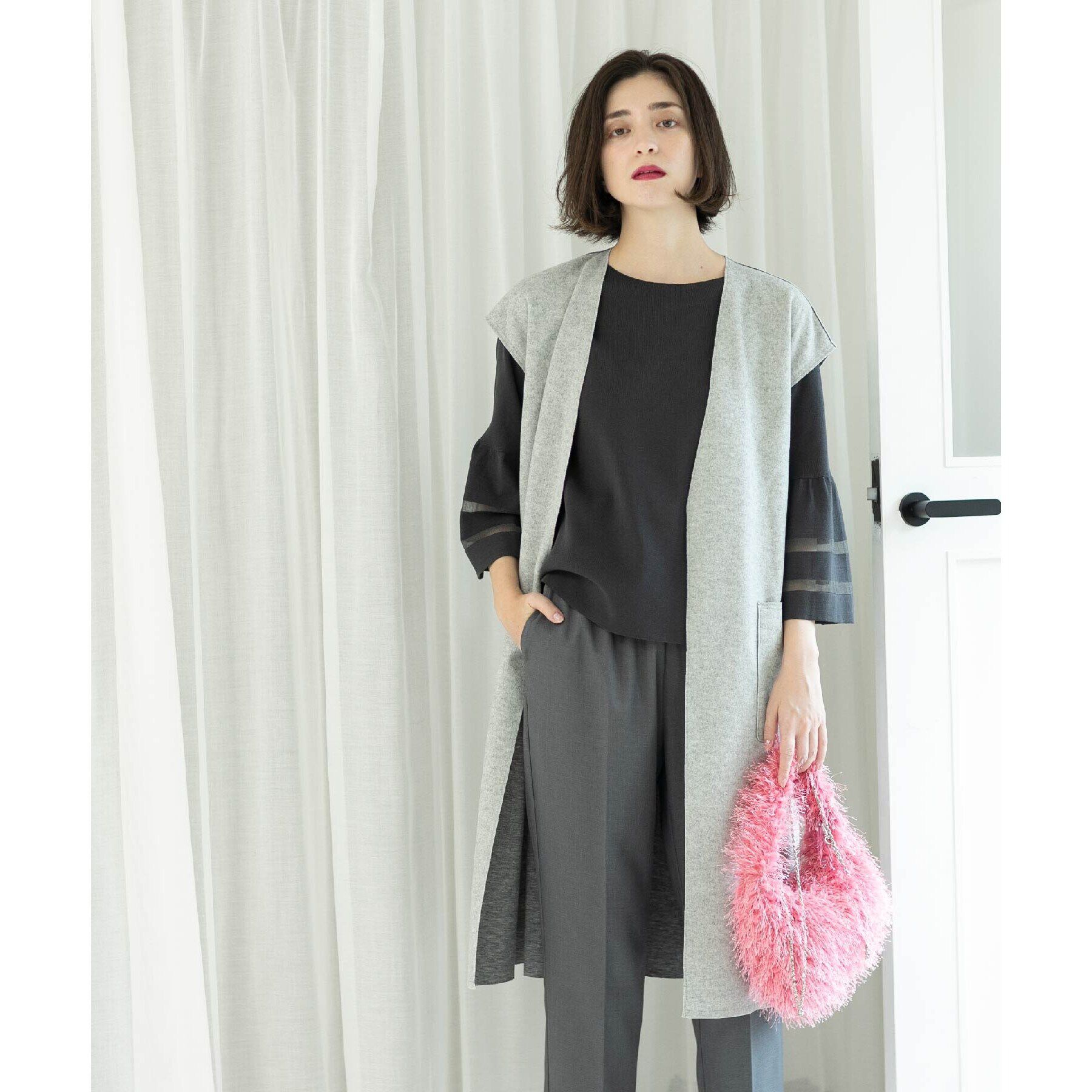 OPAQUE.CLIP「UV シアーフレアスリーブニット【抗ピル/洗濯機洗い可】」|ニット・セーター|