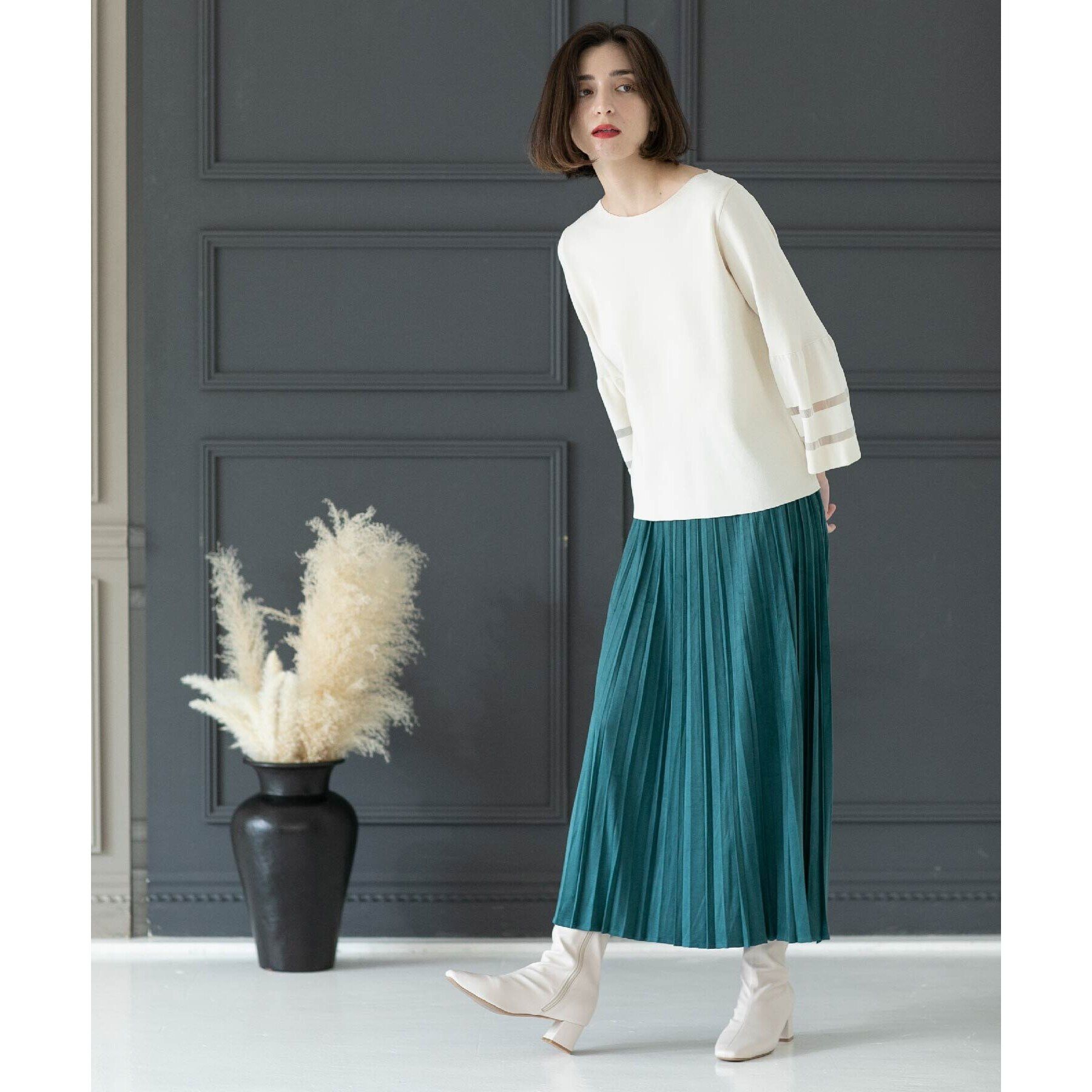 OPAQUE.CLIP「UV シアーフレアスリーブニット【抗ピル/洗濯機洗い可】」|ニット・セーター|