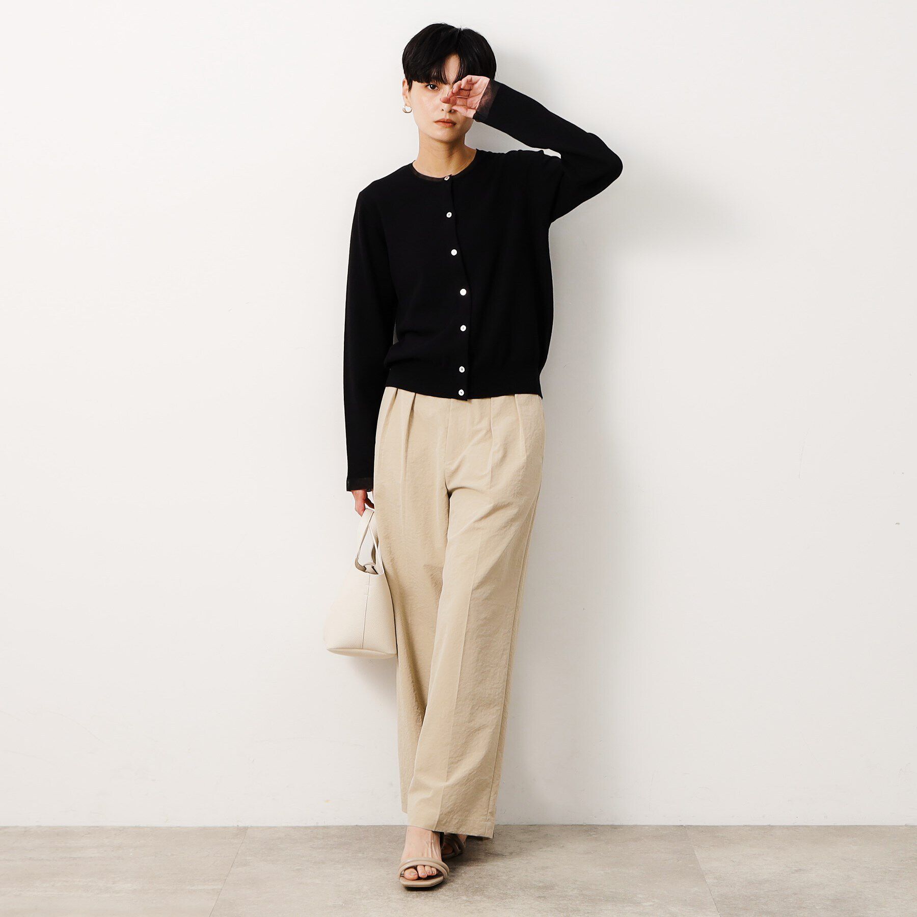 OPAQUE.CLIP「UV ネックシアークルーニットカーディガン【洗濯機洗い可】」|カーディガン|