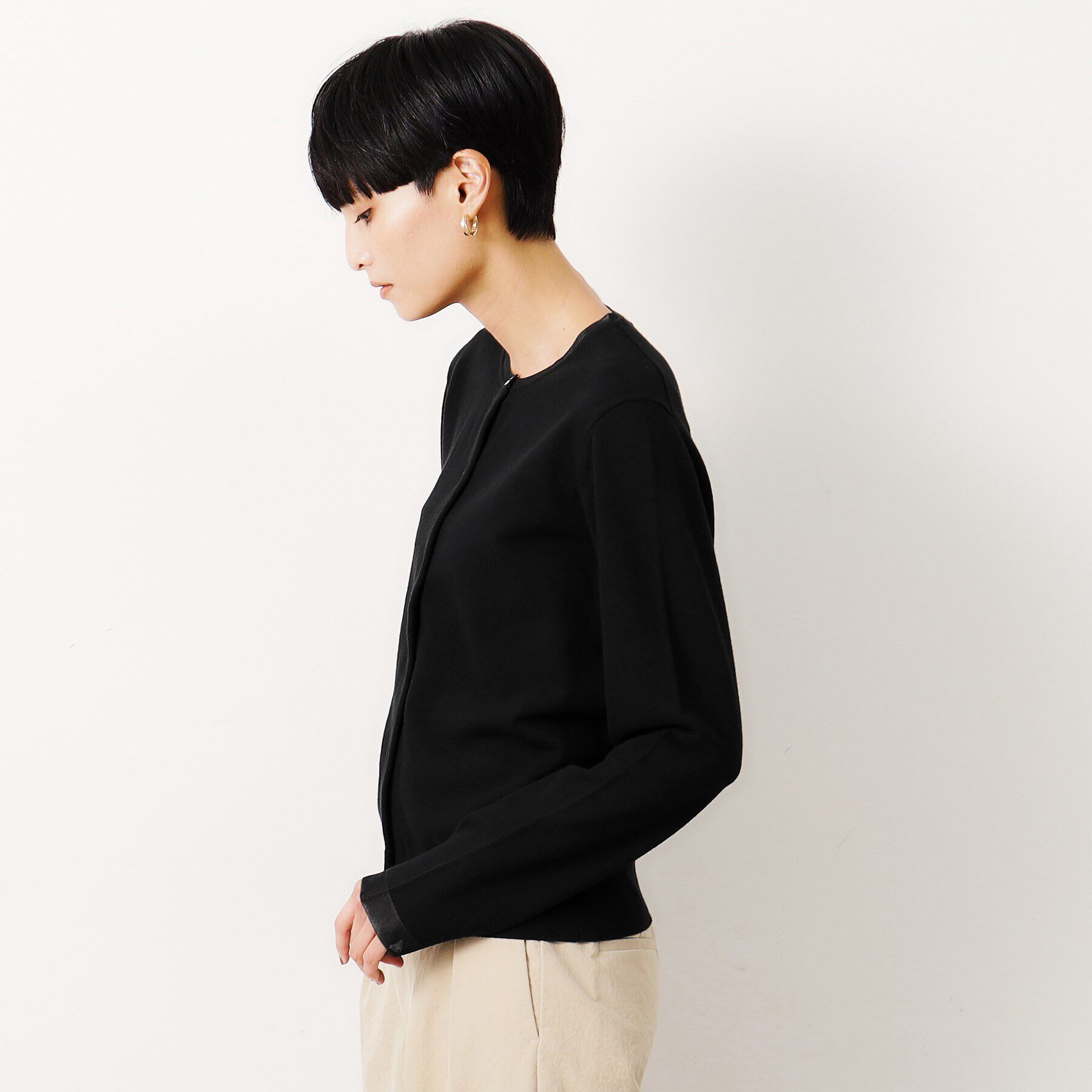 OPAQUE.CLIP「UV ネックシアークルーニットカーディガン【洗濯機洗い可】」|カーディガン|