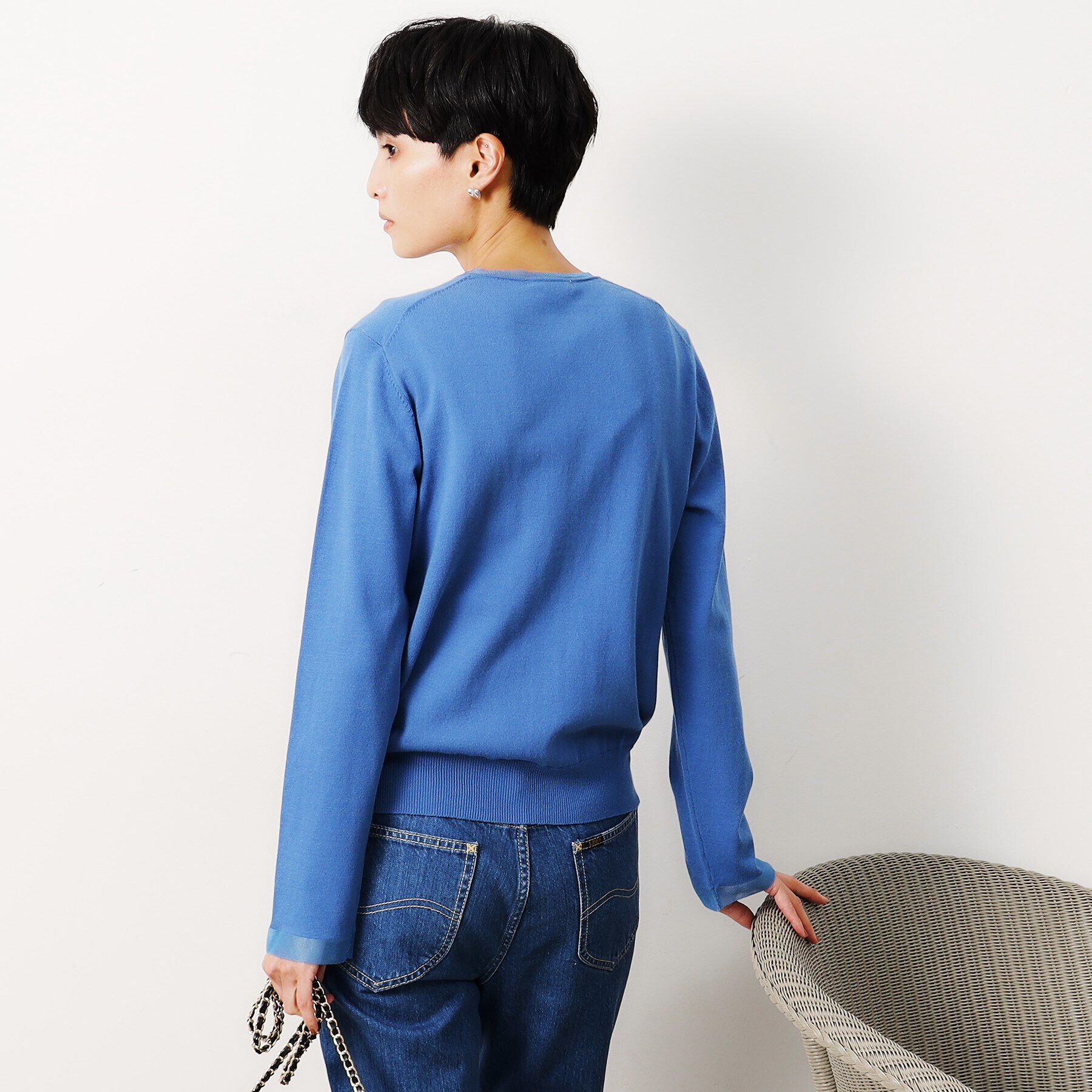 OPAQUE.CLIP「UV ネックシアークルーニットカーディガン【洗濯機洗い可】」|カーディガン|