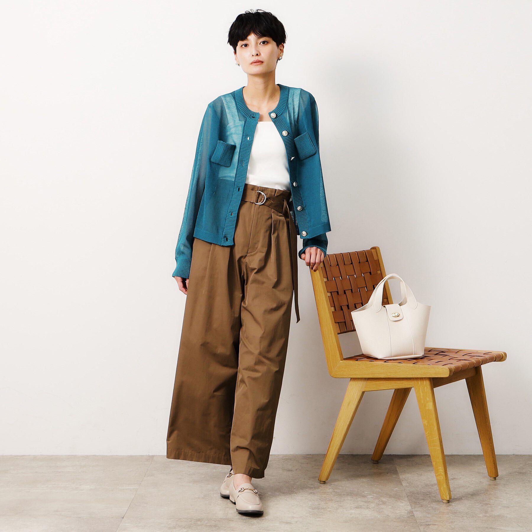 OPAQUE.CLIP「金ボタンシアーニットカーディガン【洗濯機洗い可】」|カーディガン|