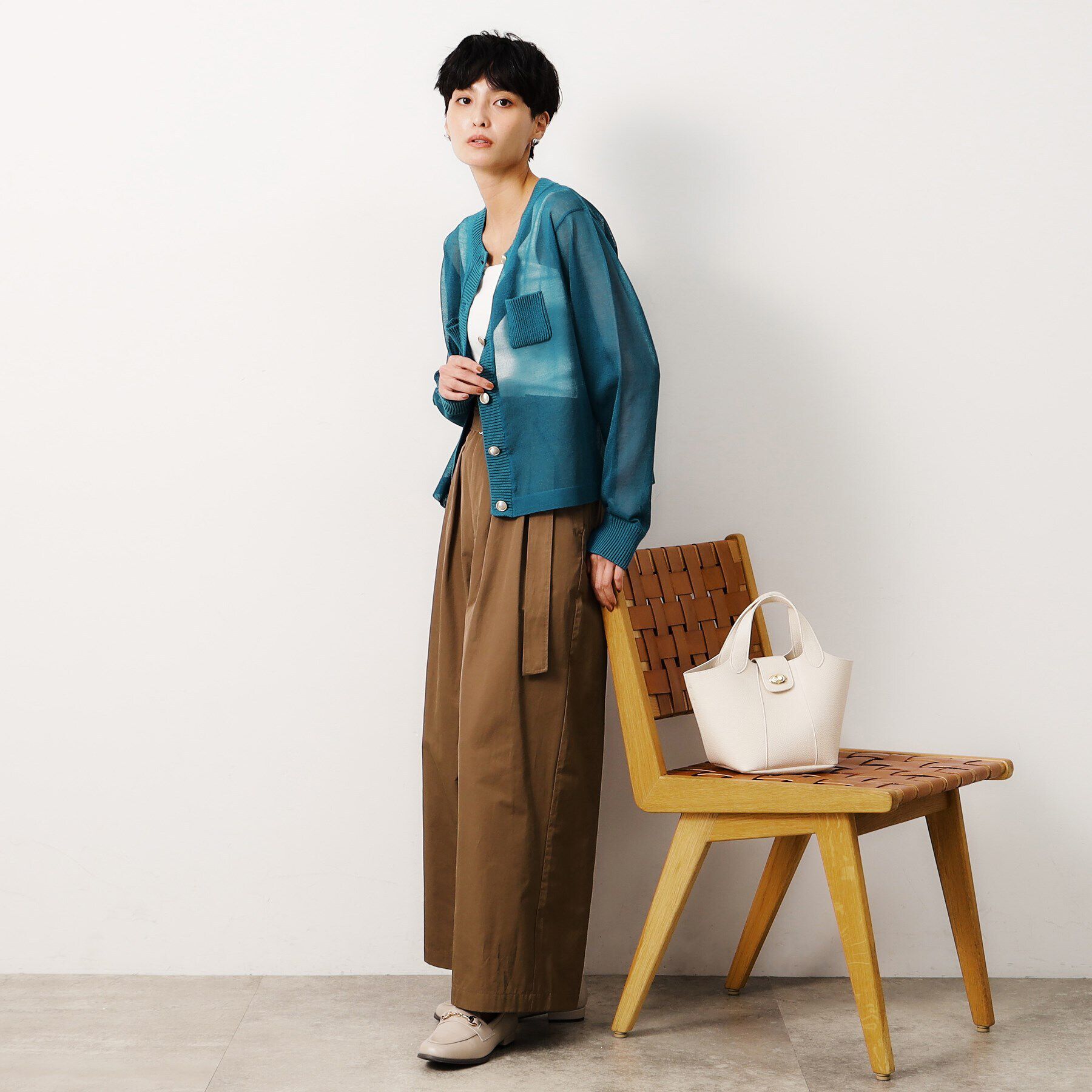 OPAQUE.CLIP「金ボタンシアーニットカーディガン【洗濯機洗い可】」|カーディガン|