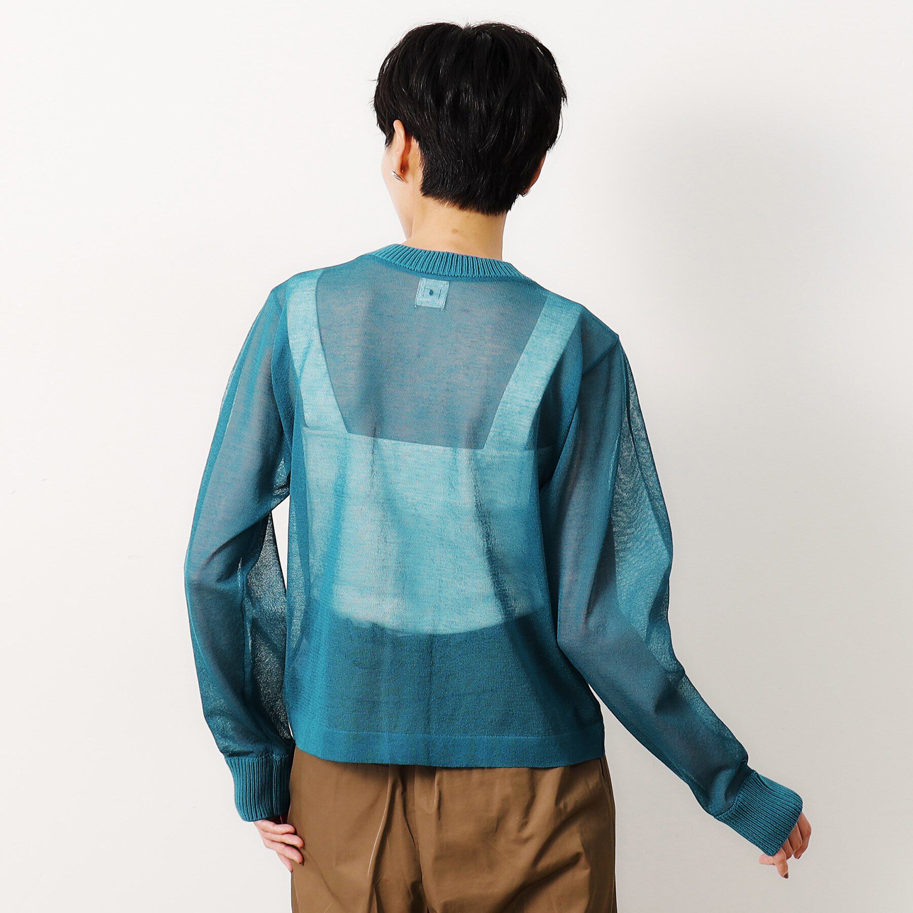 OPAQUE.CLIP「金ボタンシアーニットカーディガン【洗濯機洗い可】」|カーディガン|