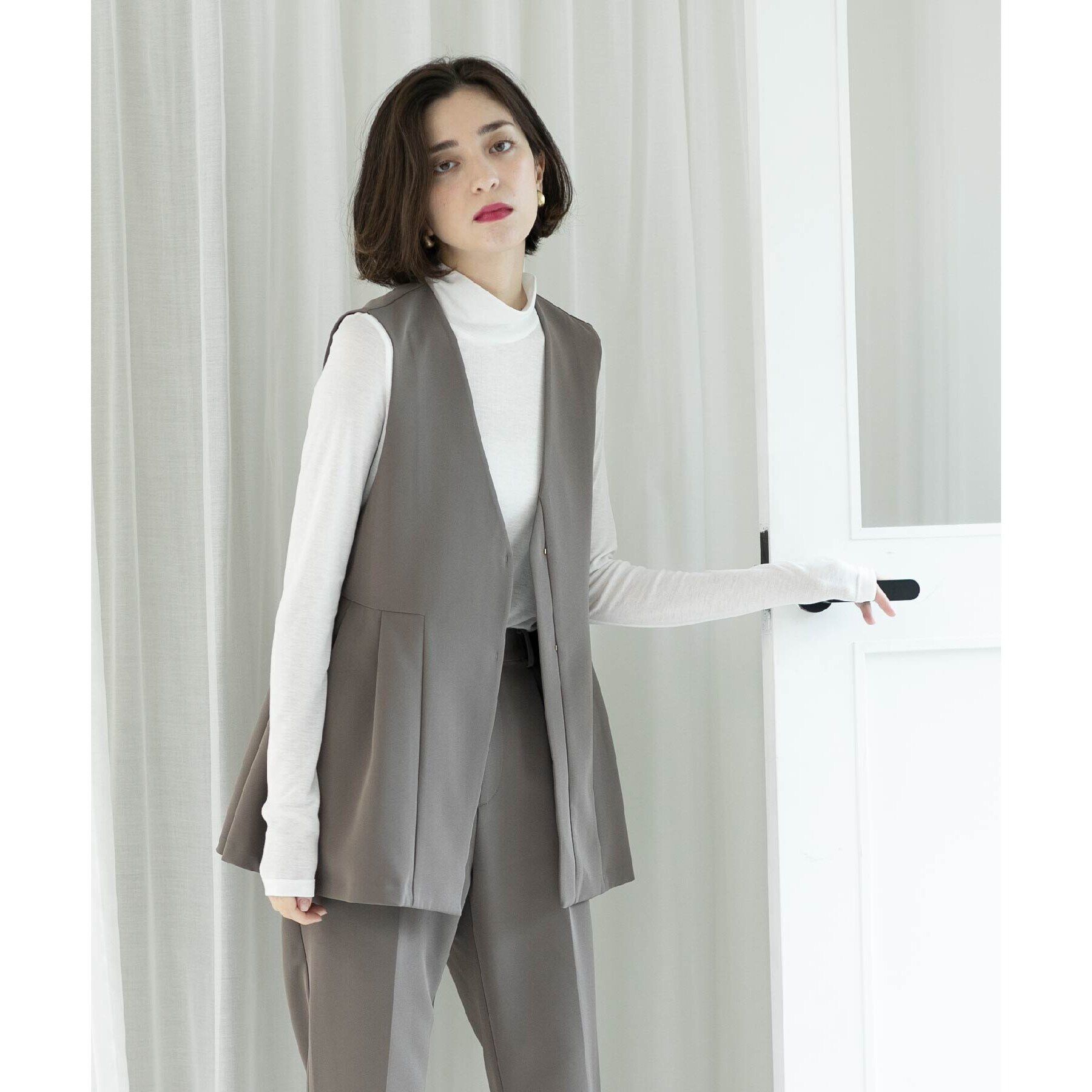 OPAQUE.CLIP「ペプラムジレ／セットアップ対応【洗濯機洗い可】」|ベスト・ジレ|