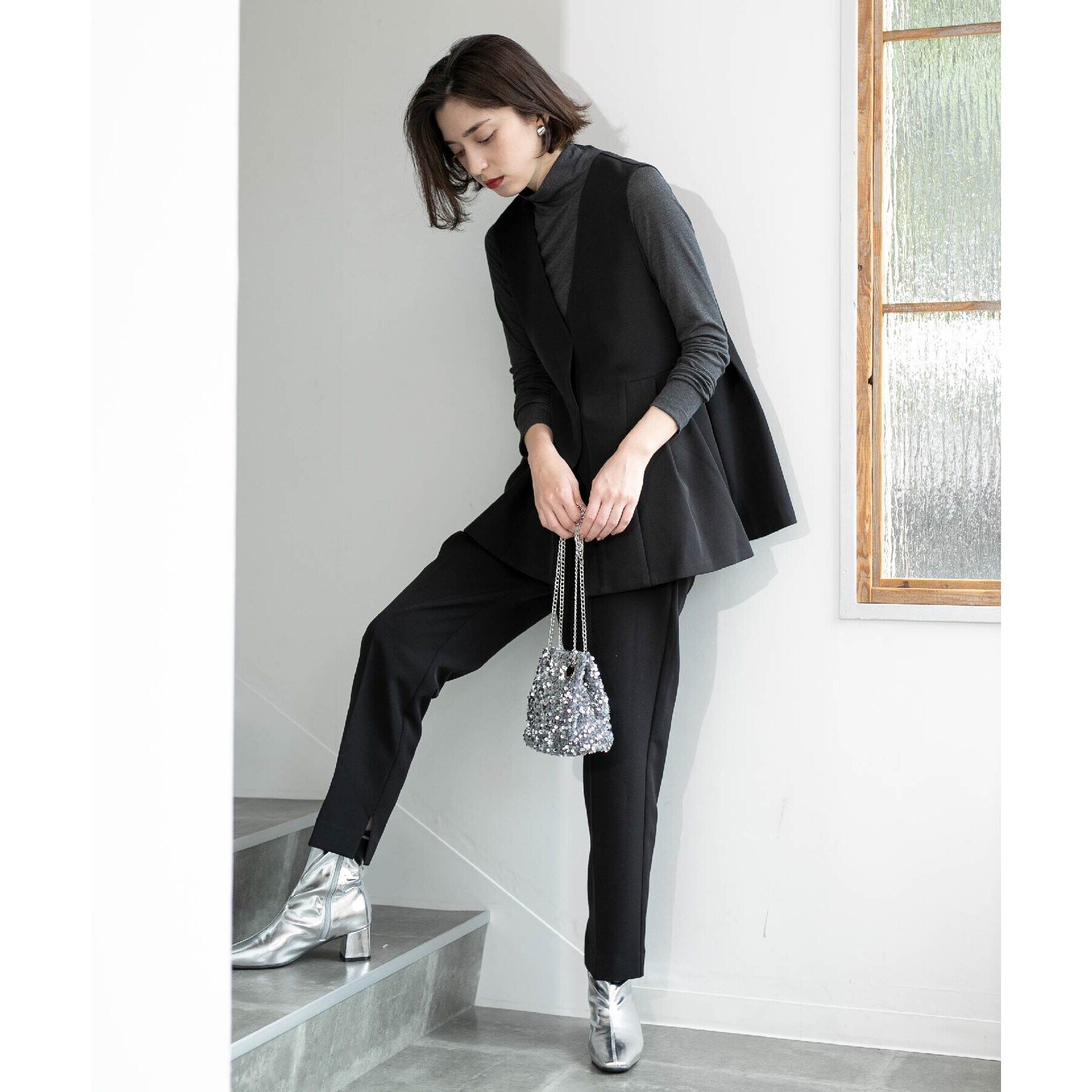 OPAQUE.CLIP「ペプラムジレ／セットアップ対応【洗濯機洗い可】」|ベスト・ジレ|