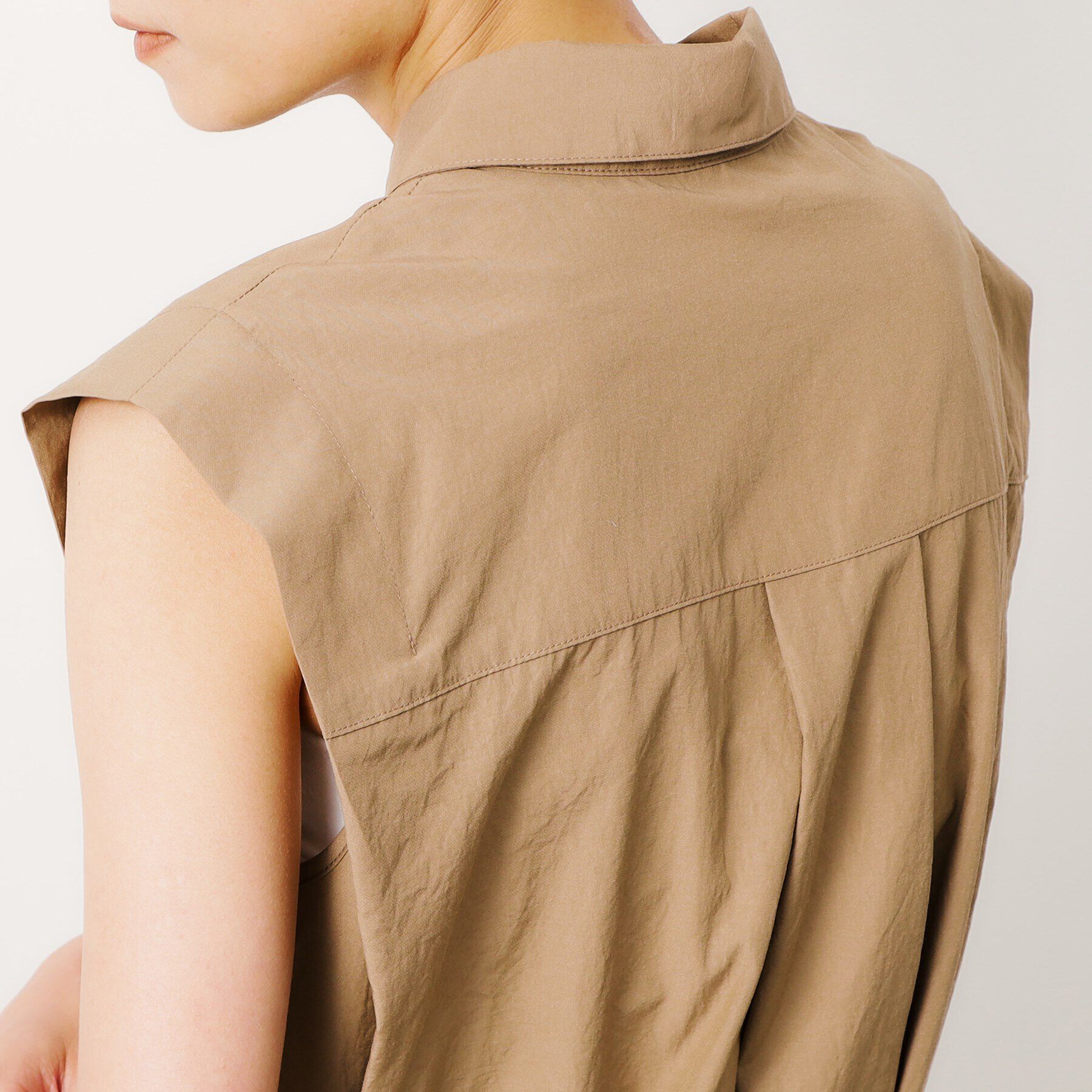 OPAQUE.CLIP「《美人百花掲載》フレンチスリーブシャツワンピース【洗濯機洗い可】」|ワンピース|