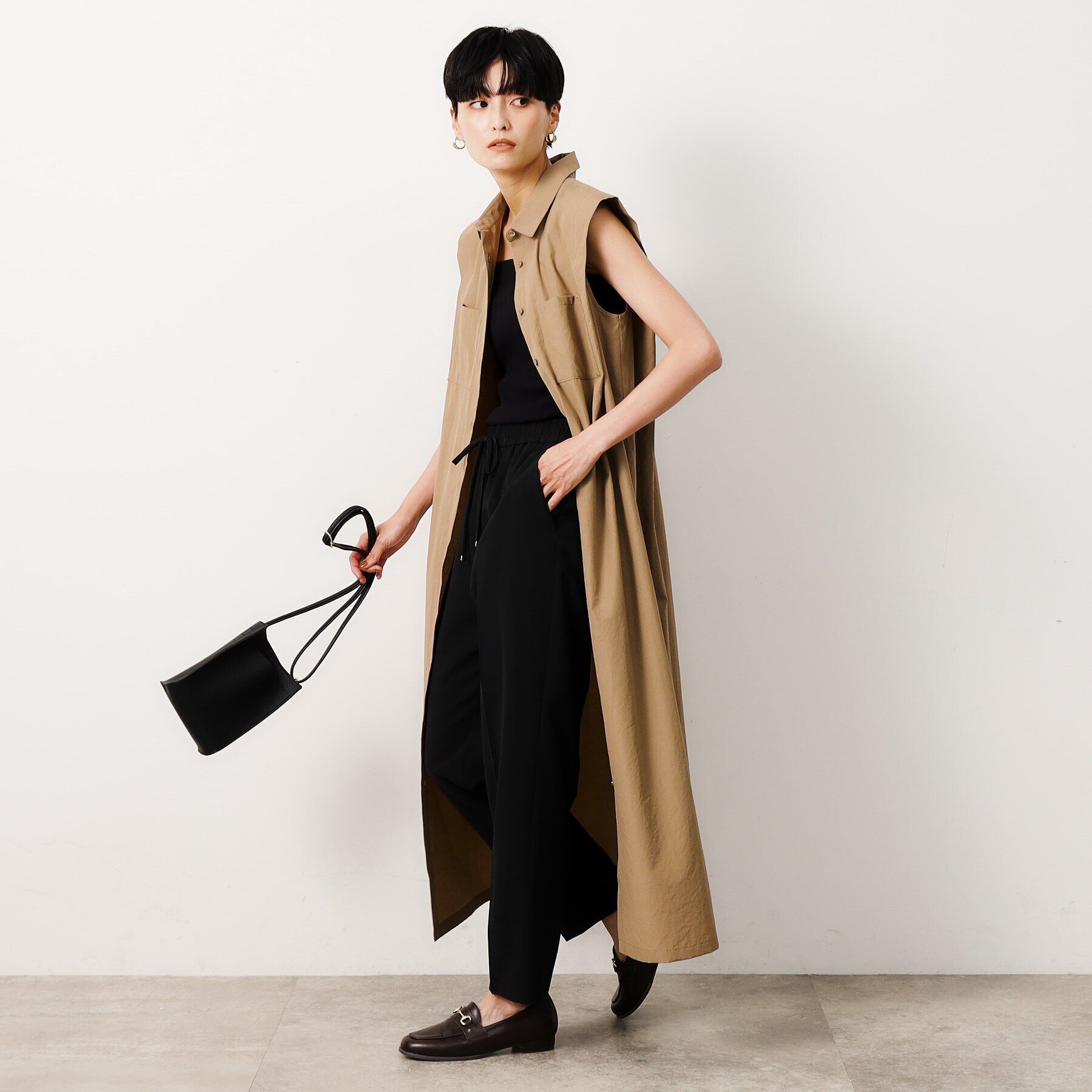 OPAQUE.CLIP「《美人百花掲載》フレンチスリーブシャツワンピース【洗濯機洗い可】」|ワンピース|