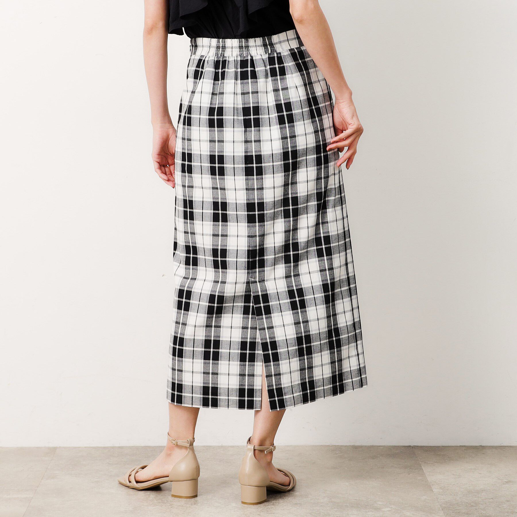 OPAQUE.CLIP「《美人百花掲載》マドラスチェックタイトスカート【洗濯機洗い可】」|スカート|
