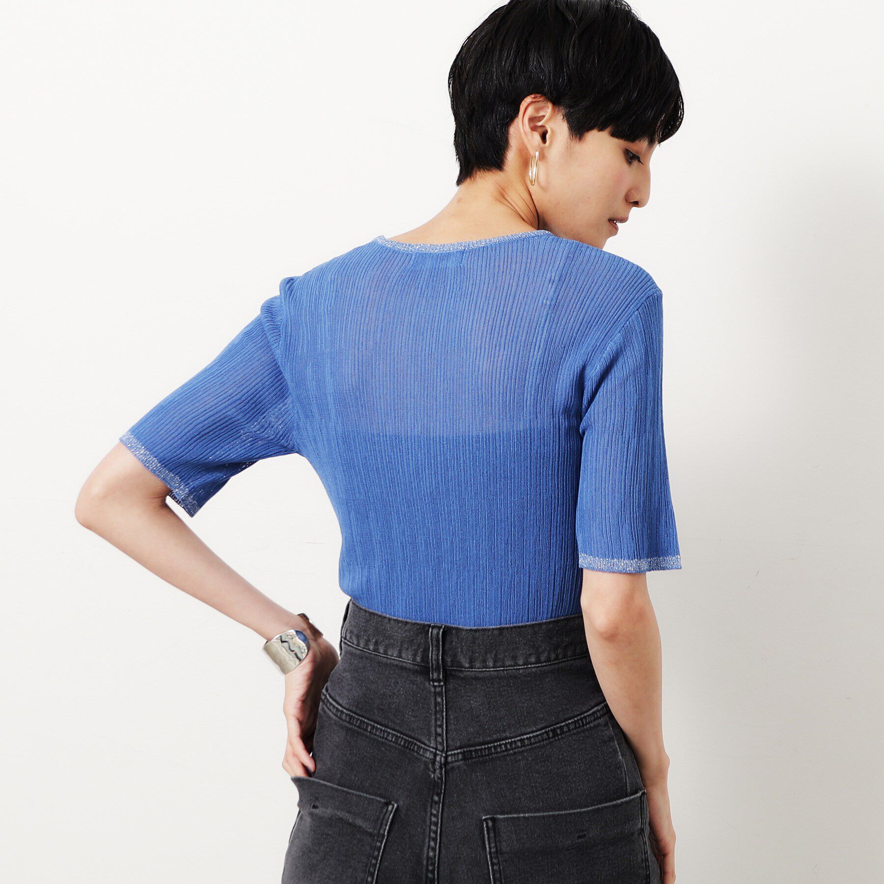 OPAQUE.CLIP「ラメ使いシアーニットプルオーバー【洗濯機洗い可/抗ピル】」|ニット・セーター|