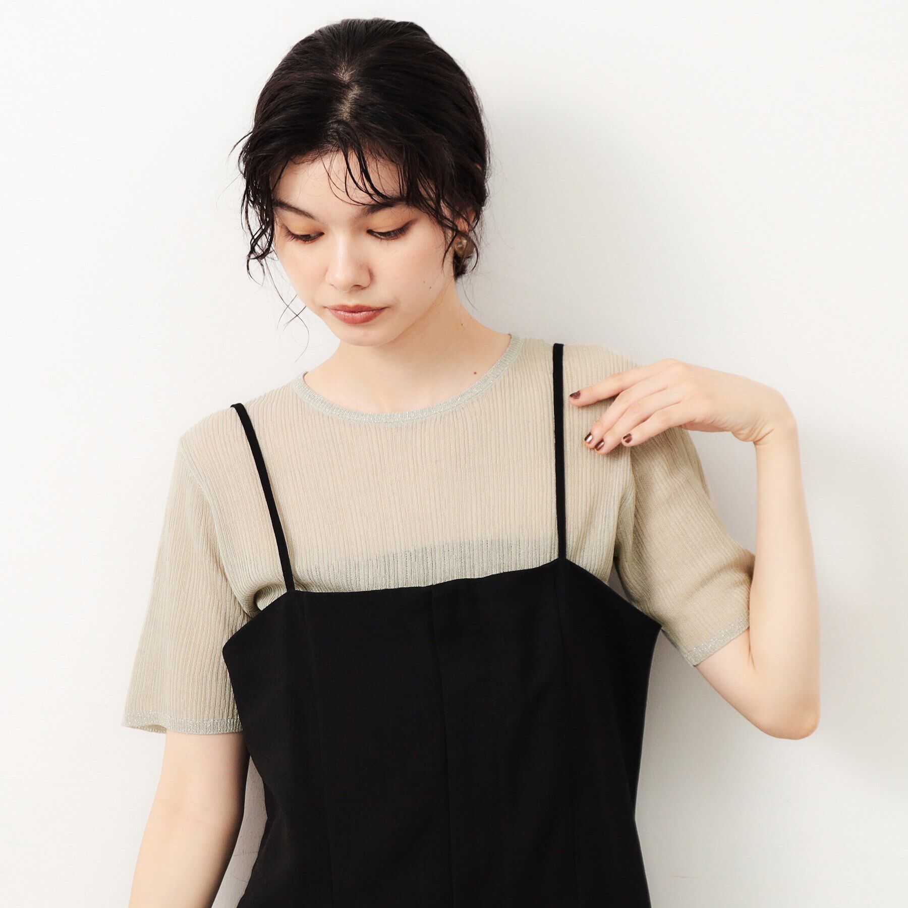 OPAQUE.CLIP「ラメ使いシアーニットプルオーバー【洗濯機洗い可/抗ピル】」|ニット・セーター|