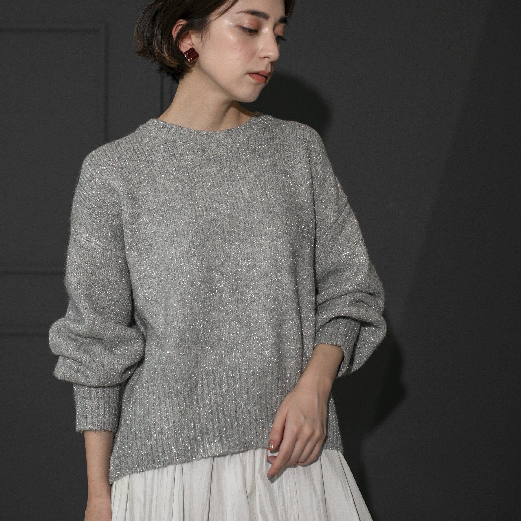 OPAQUE.CLIP「スパンコールラメ ミドルゲージニット」|ニット・セーター|