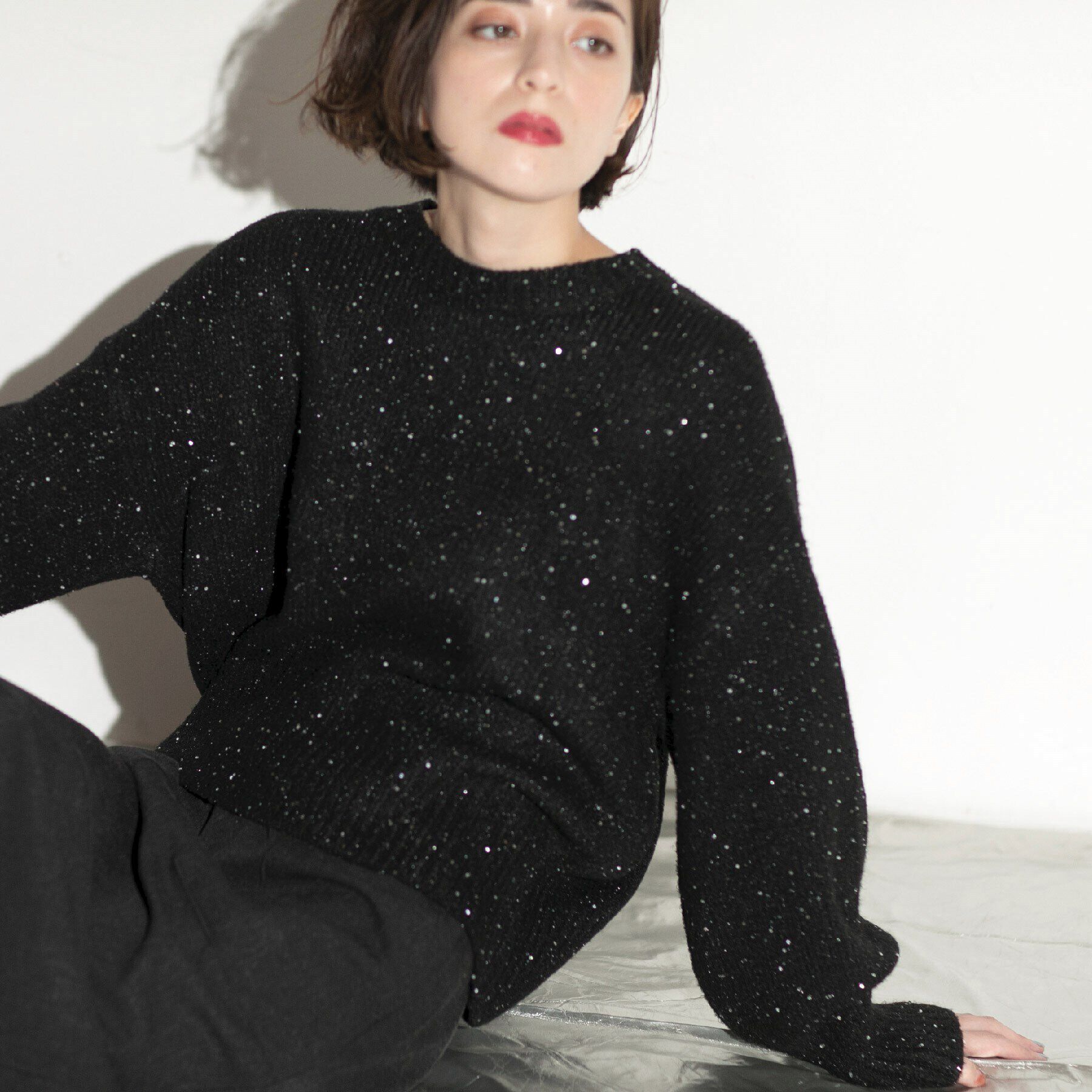 OPAQUE.CLIP「スパンコールラメ ミドルゲージニット」|ニット・セーター|